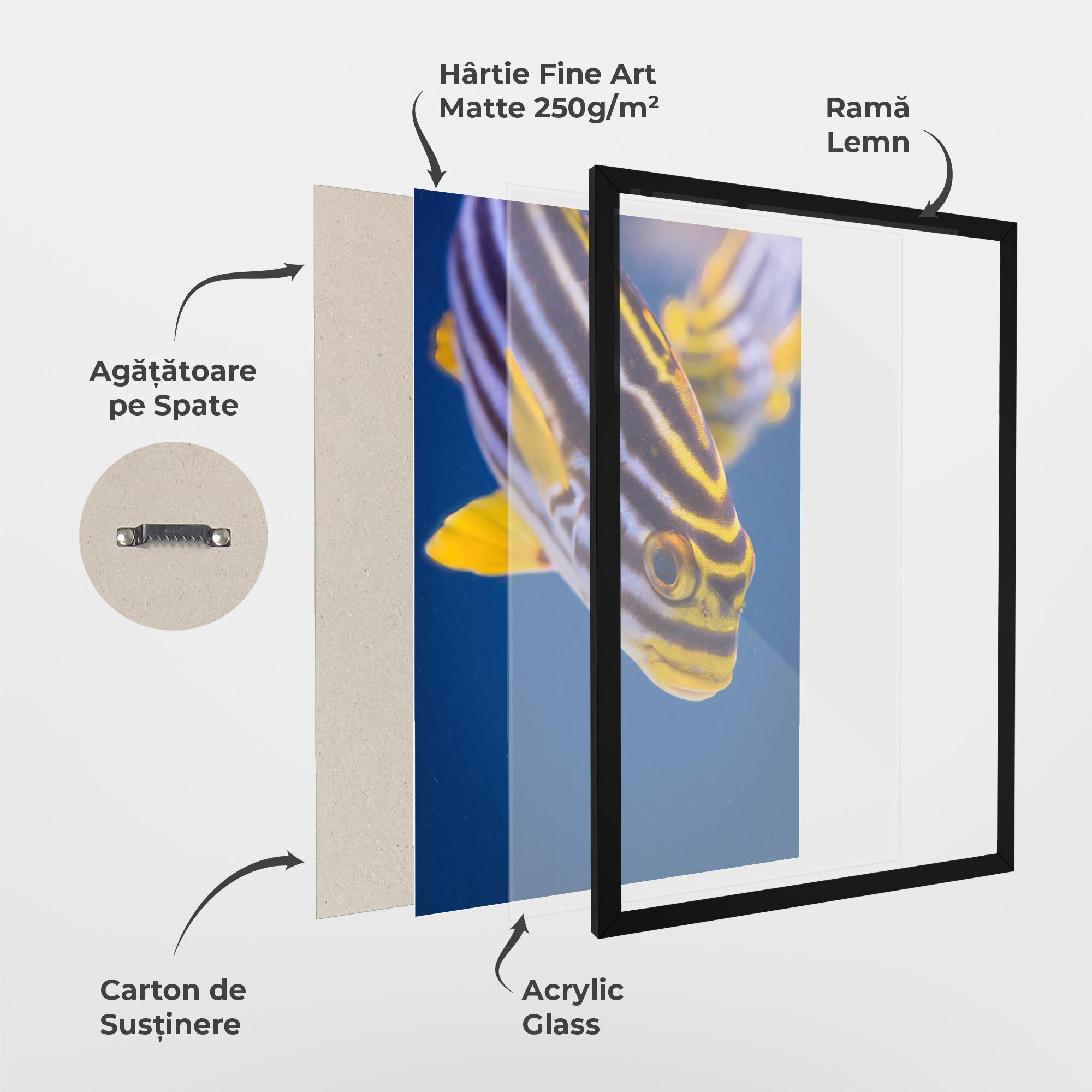 Poster Înrămat Purple Yellow Fish mockup 1