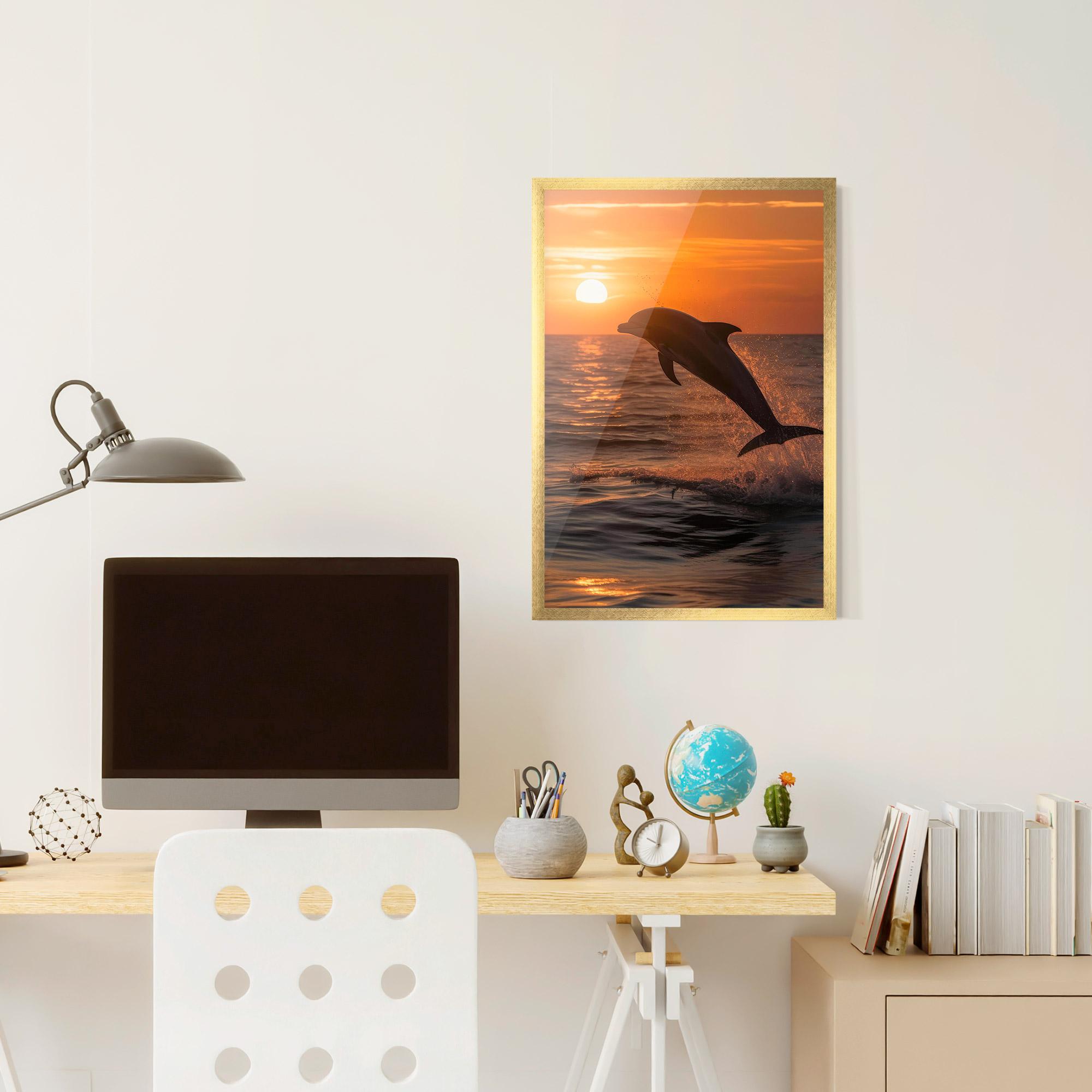 Poster Înrămat Dolphin Jump mockup 6