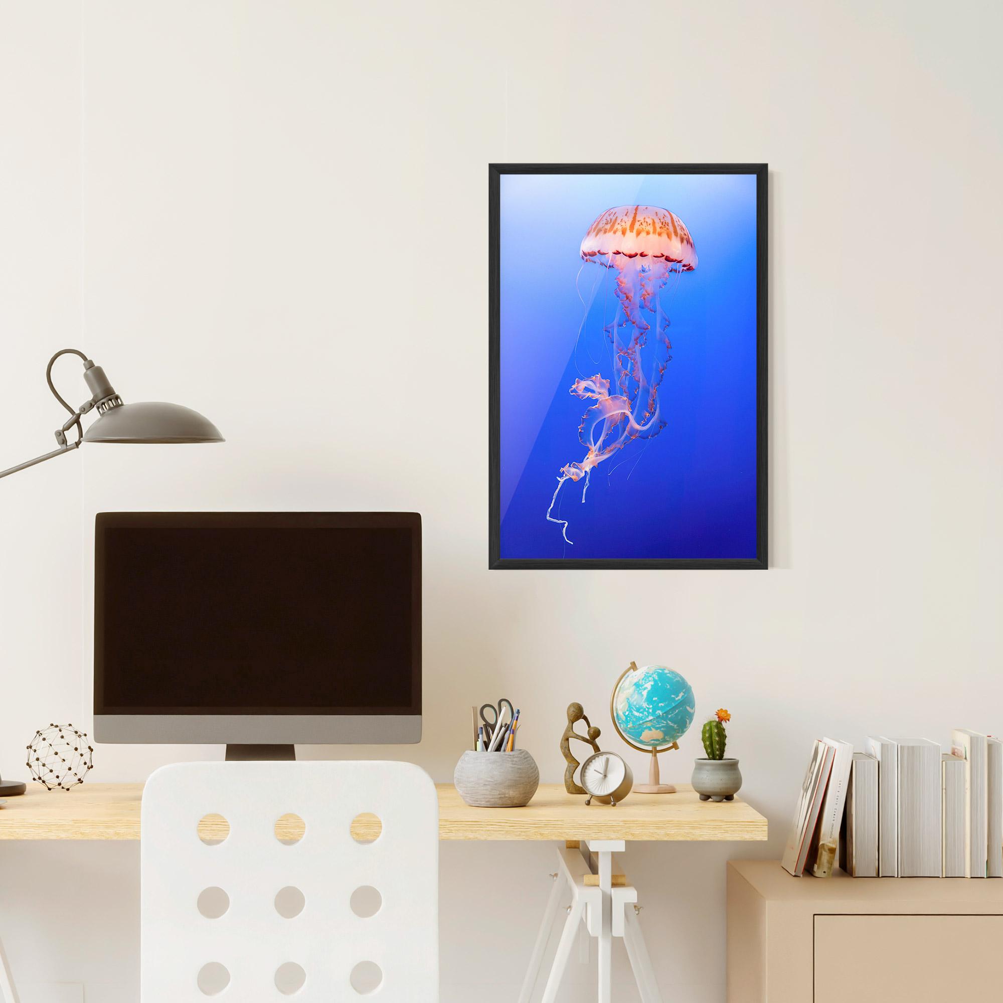 Poster Înrămat Pretty White Jellyfish mockup 6