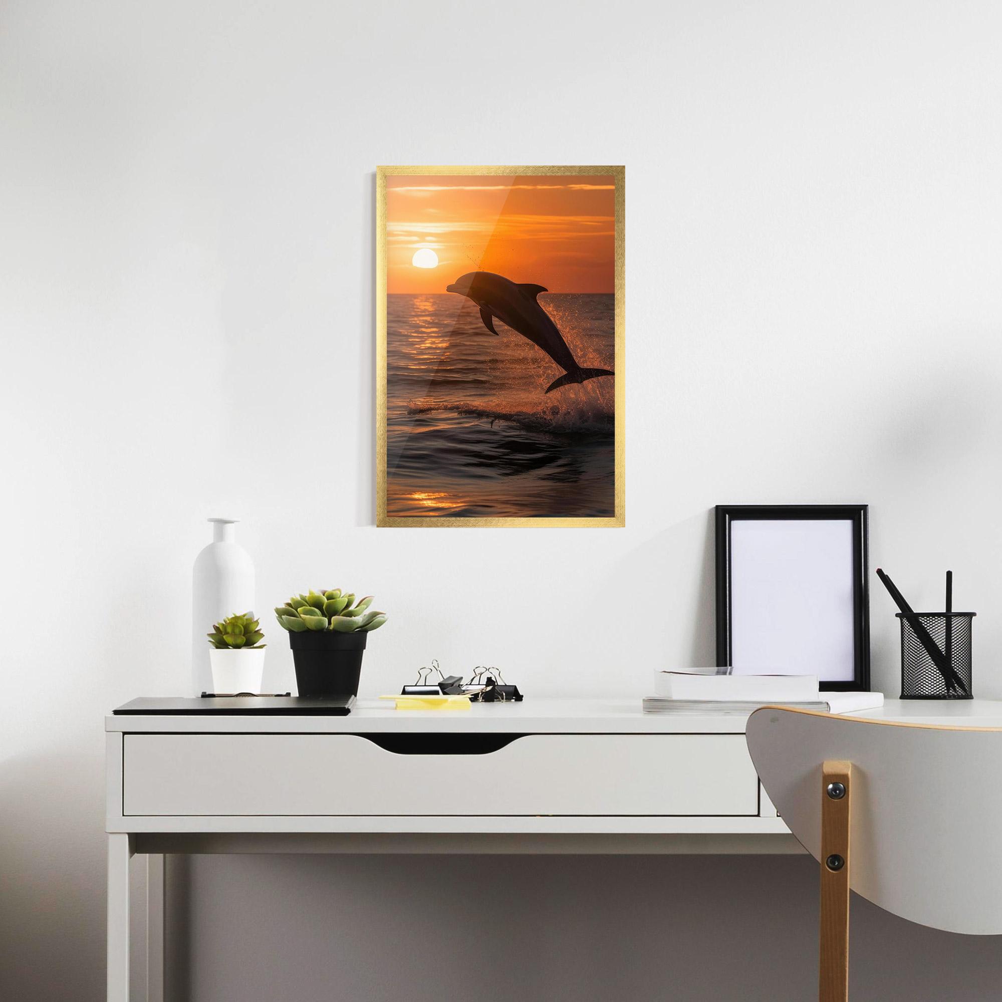 Poster Înrămat Dolphin Jump mockup 7