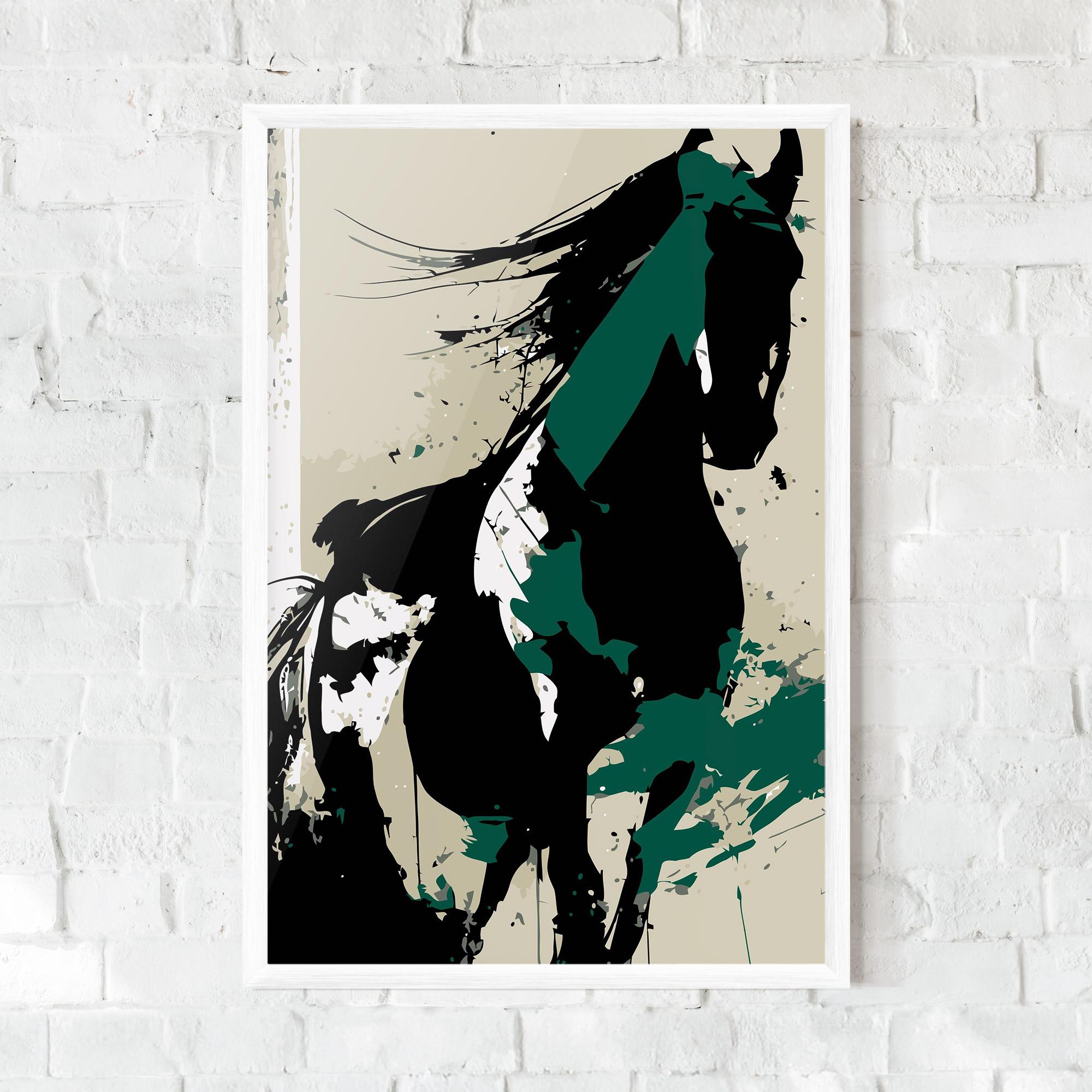 Poster Înrămat Black Green Horse mockup 0