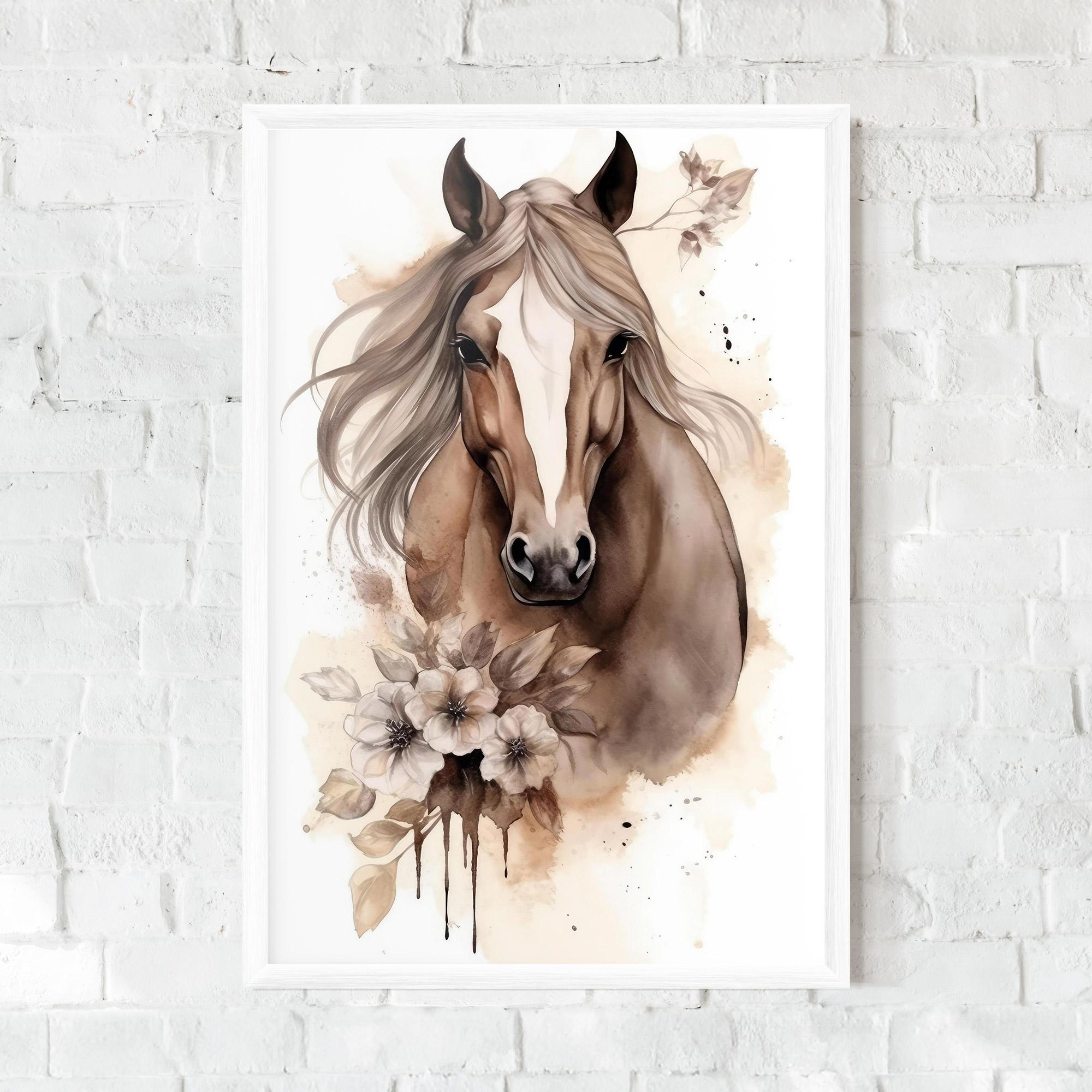 Poster Înrămat Flower Brown Horse mockup 0