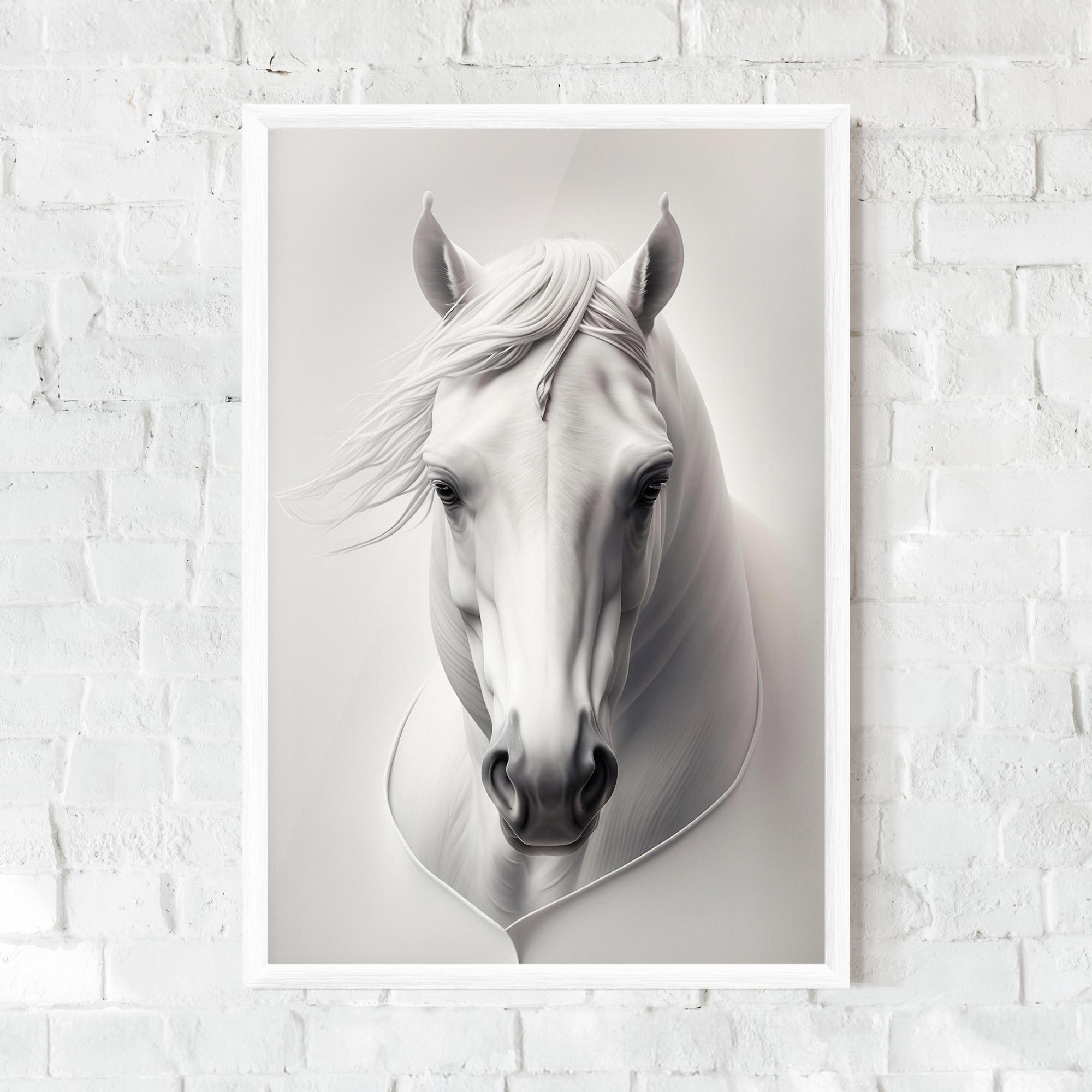 Poster Înrămat White Horse Portrait mockup 0