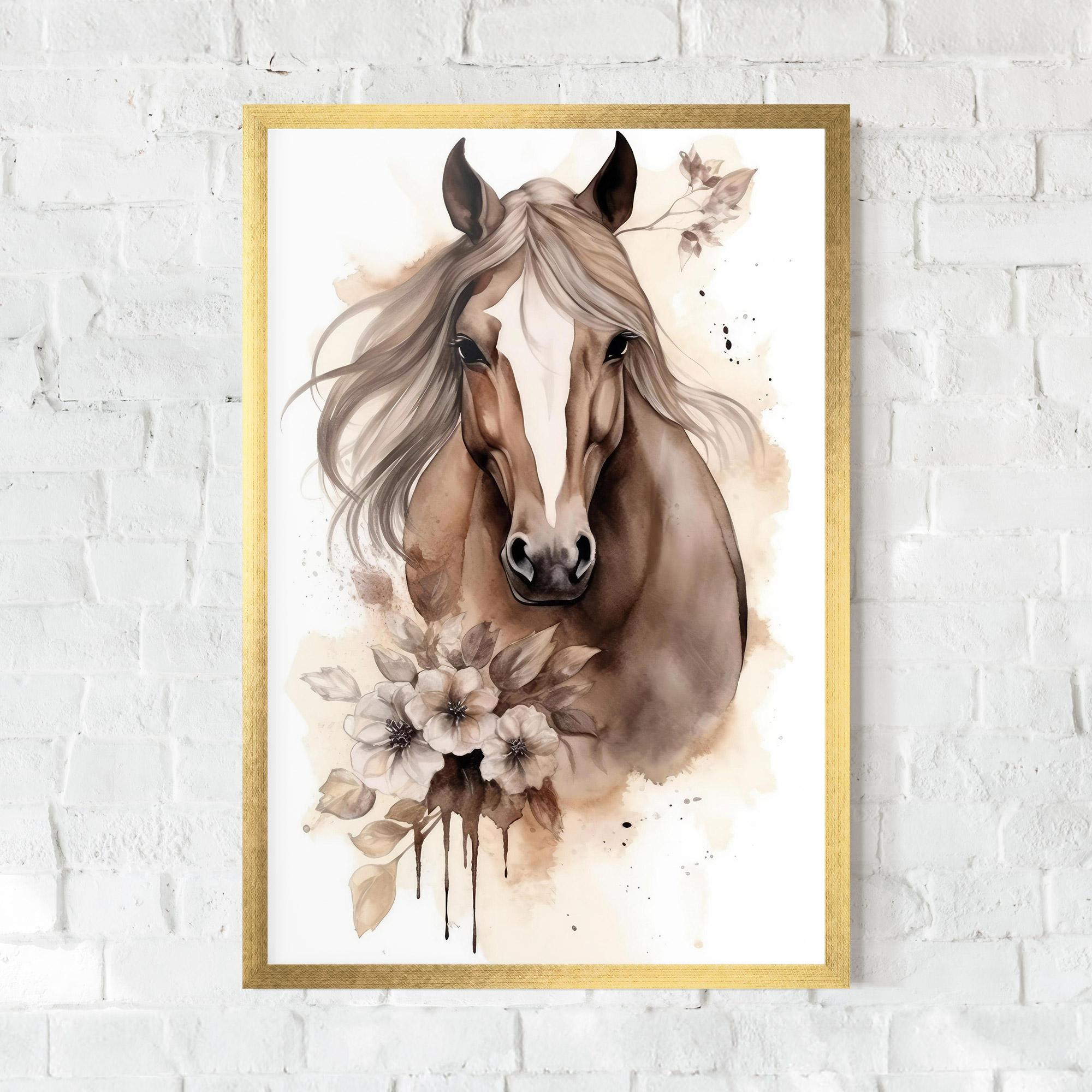 Poster Înrămat Flower Brown Horse mockup 0