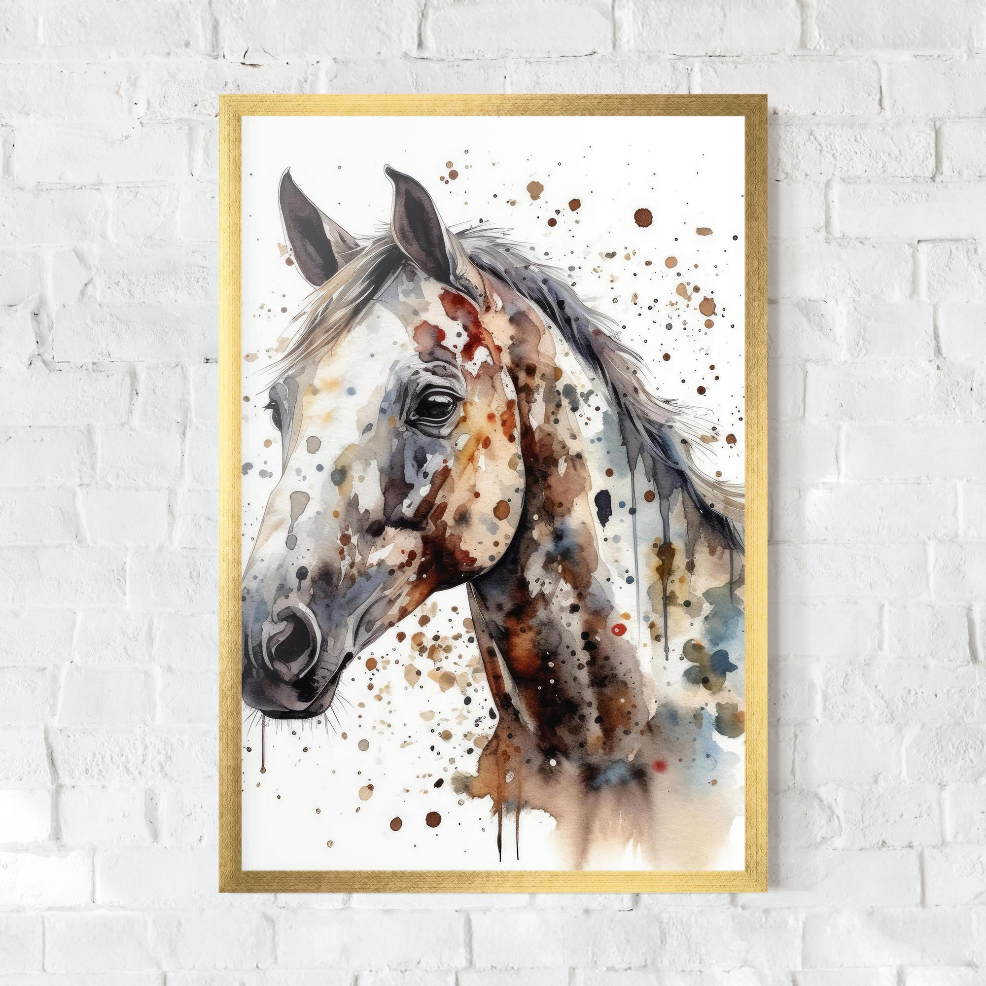 Poster Înrămat Watercolor Horse mockup 0