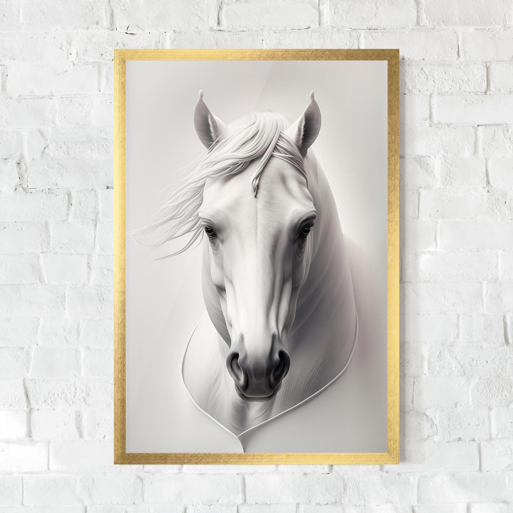 Poster Înrămat White Horse Portrait mockup 0