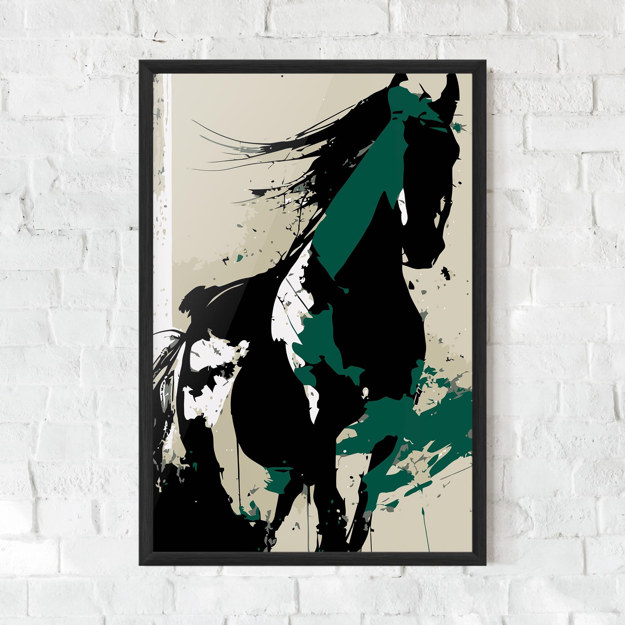 Poster Înrămat Black Green Horse mockup 0