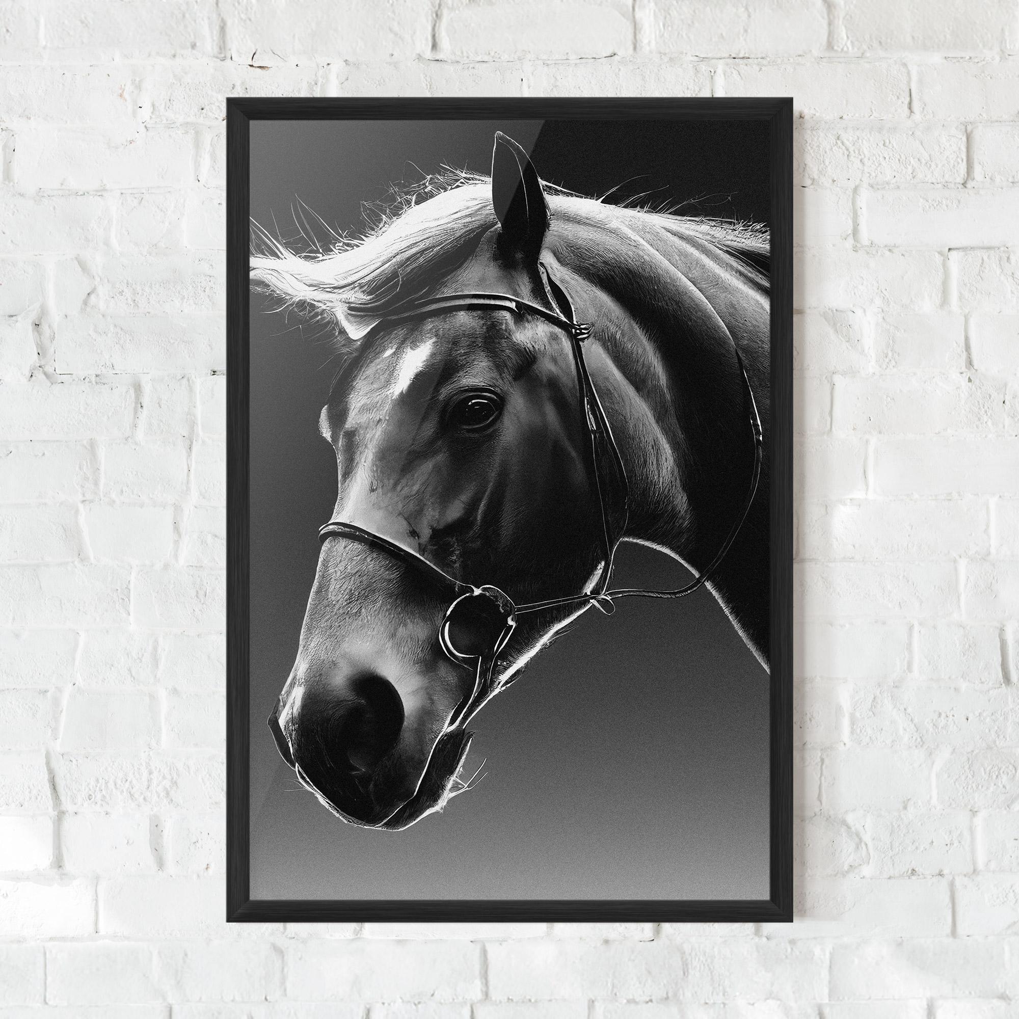 Poster Înrămat Black Horse Profile mockup 0