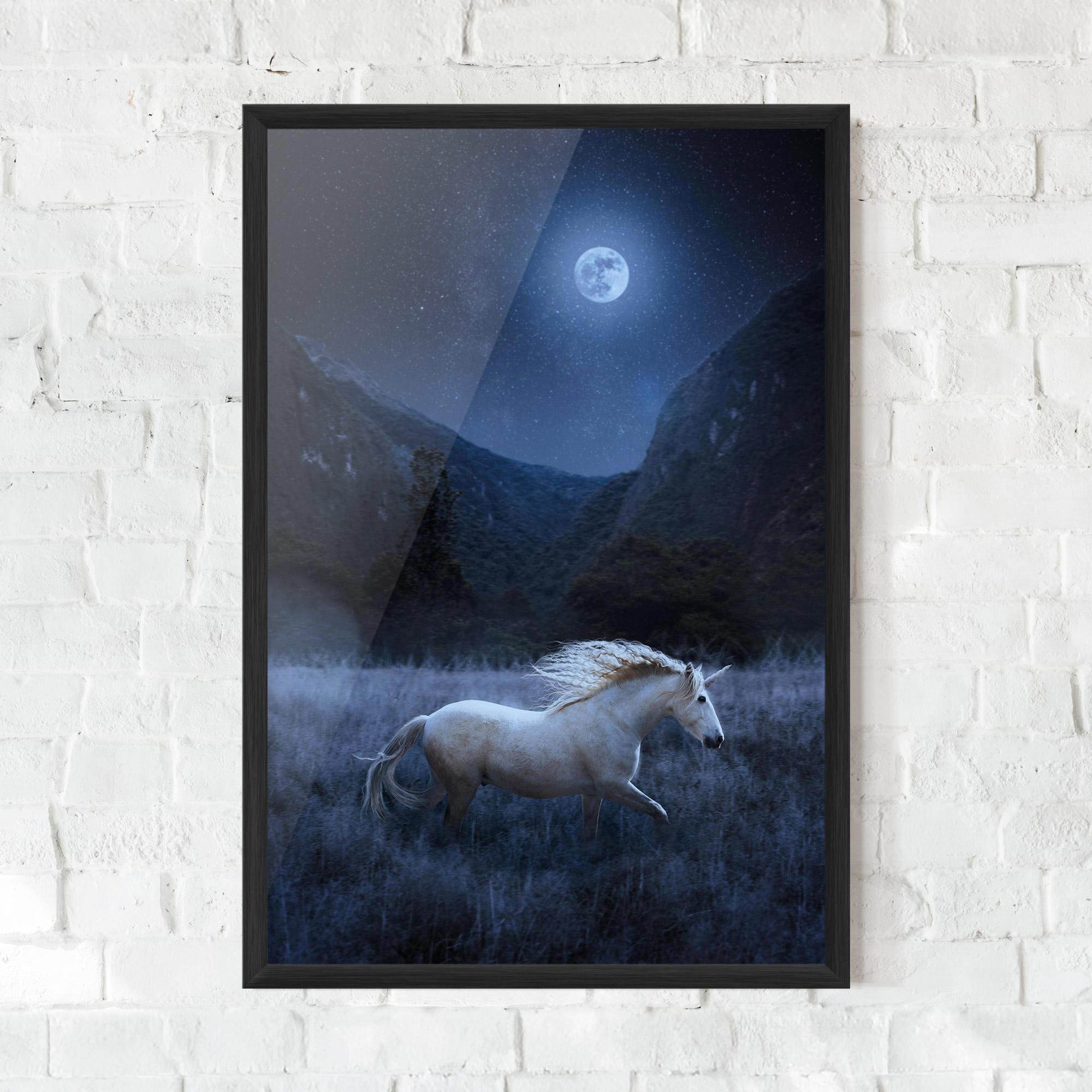 Poster Înrămat Blue Moon Unicorn mockup 0