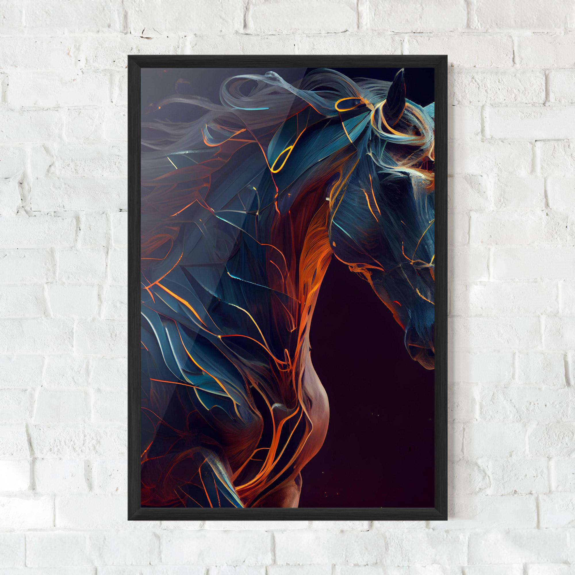 Poster Înrămat Fire Lines Horse mockup 0