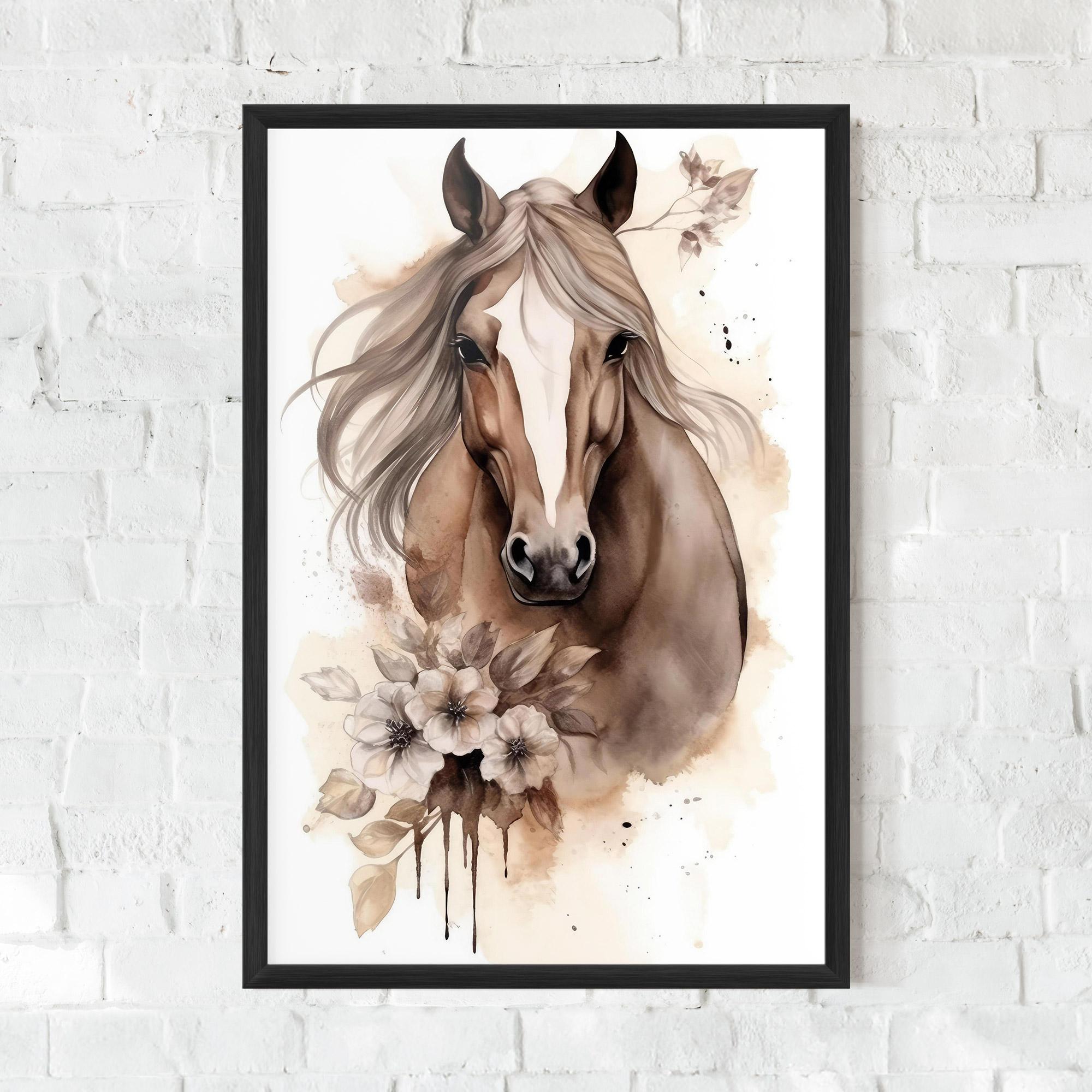 Poster Înrămat Flower Brown Horse mockup 0