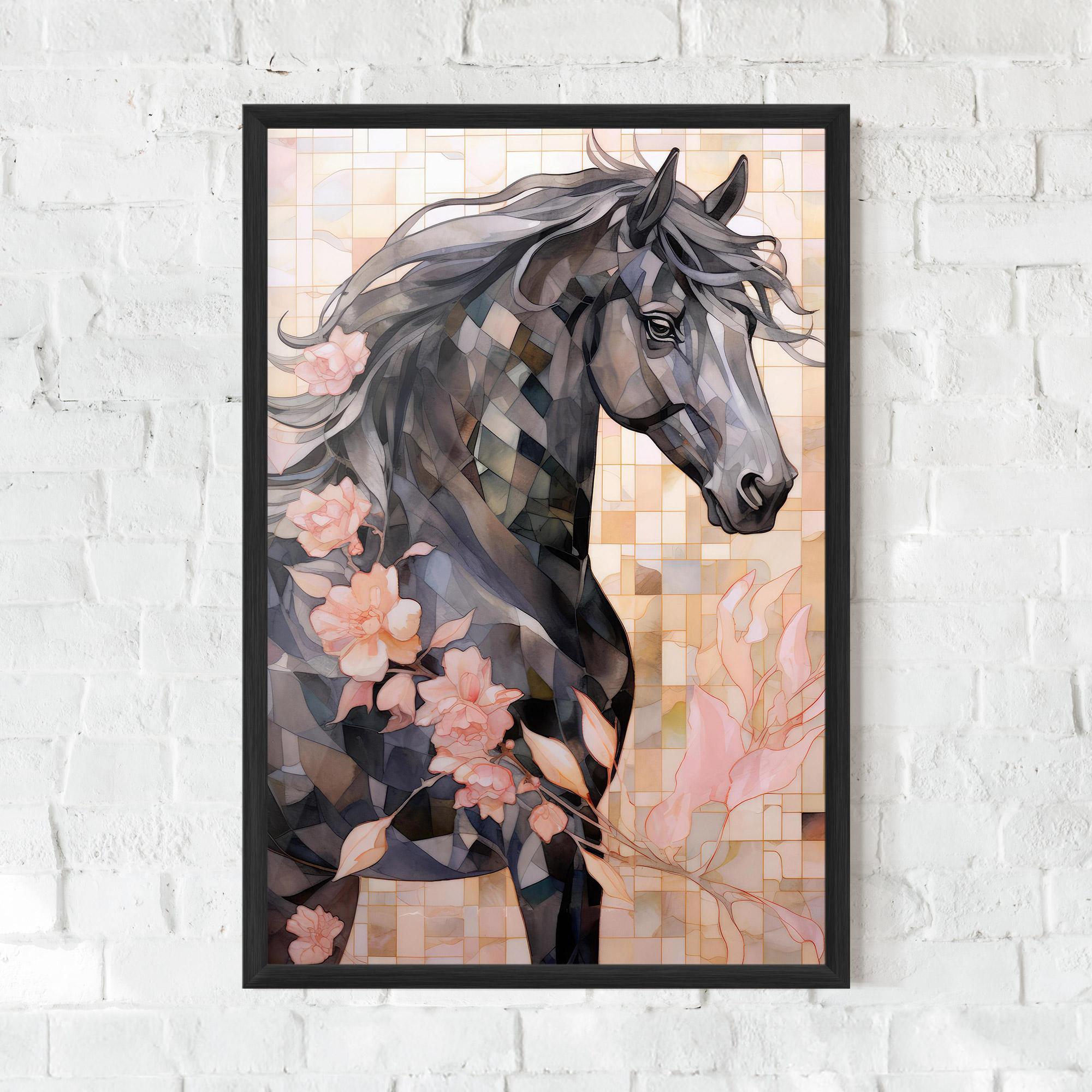 Poster Înrămat Mosaic Painting Horse mockup 0