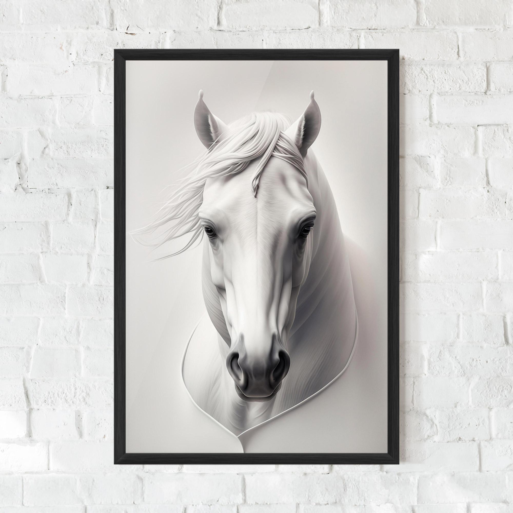 Poster Înrămat White Horse Portrait mockup 0