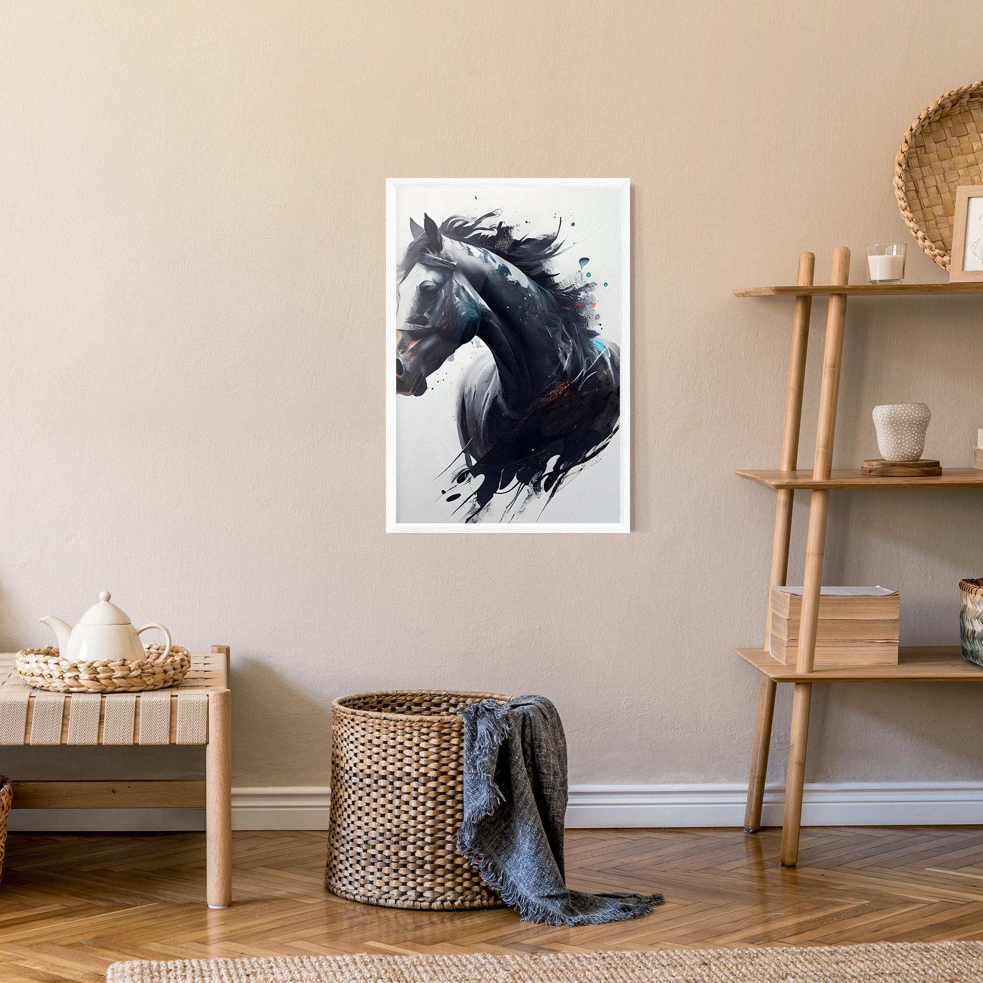 Poster Înrămat Black Paint Horse mockup 9