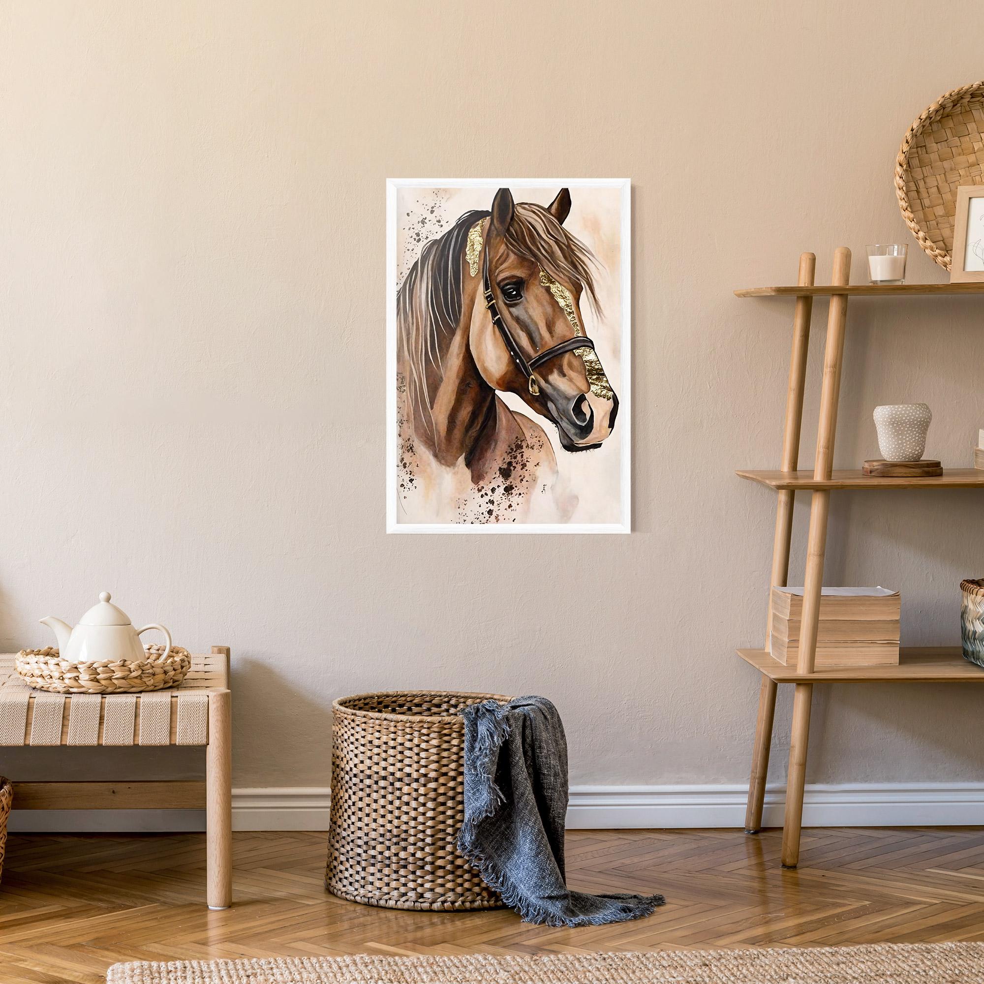 Poster Înrămat Gold Horse Painting mockup 9