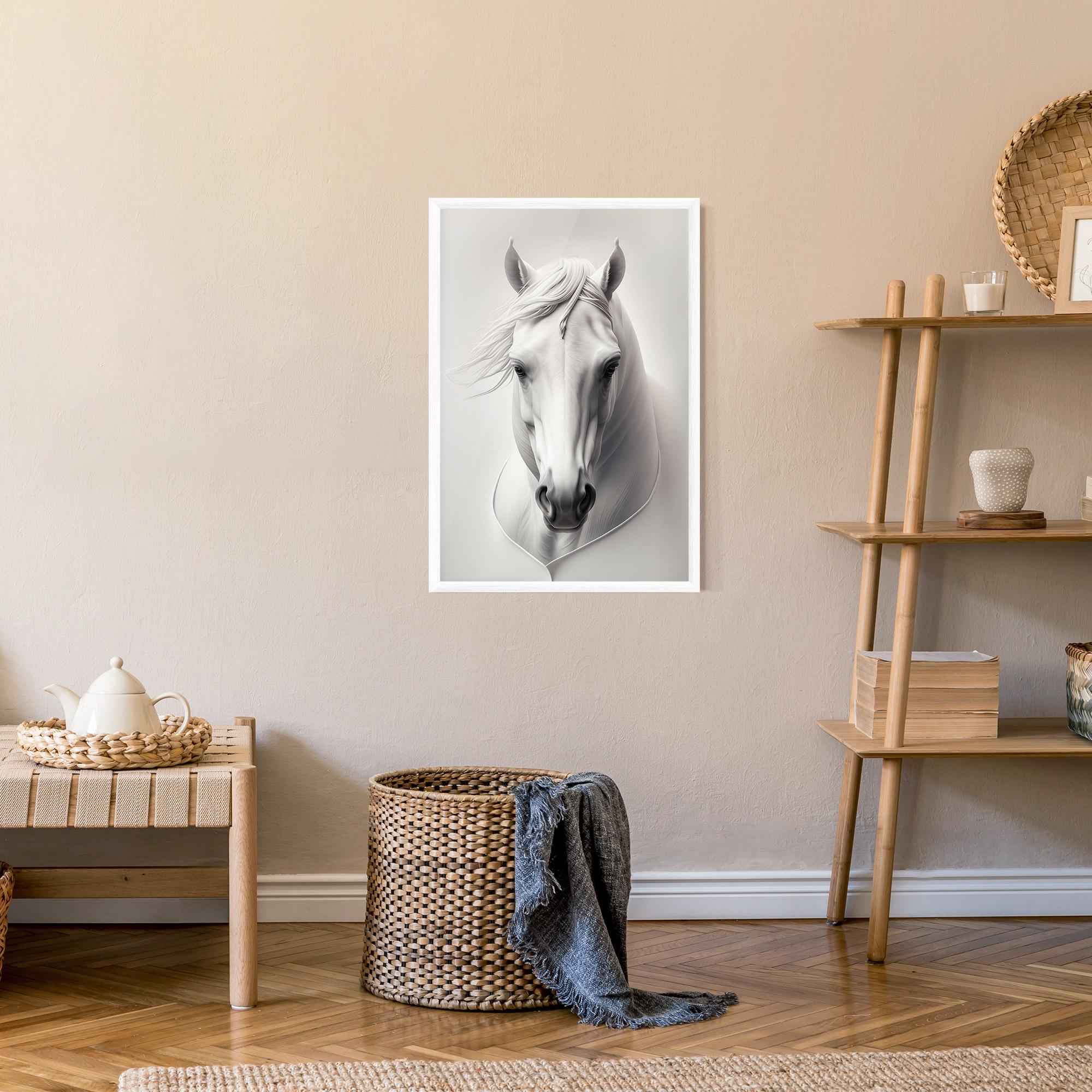 Poster Înrămat White Horse Portrait mockup 9