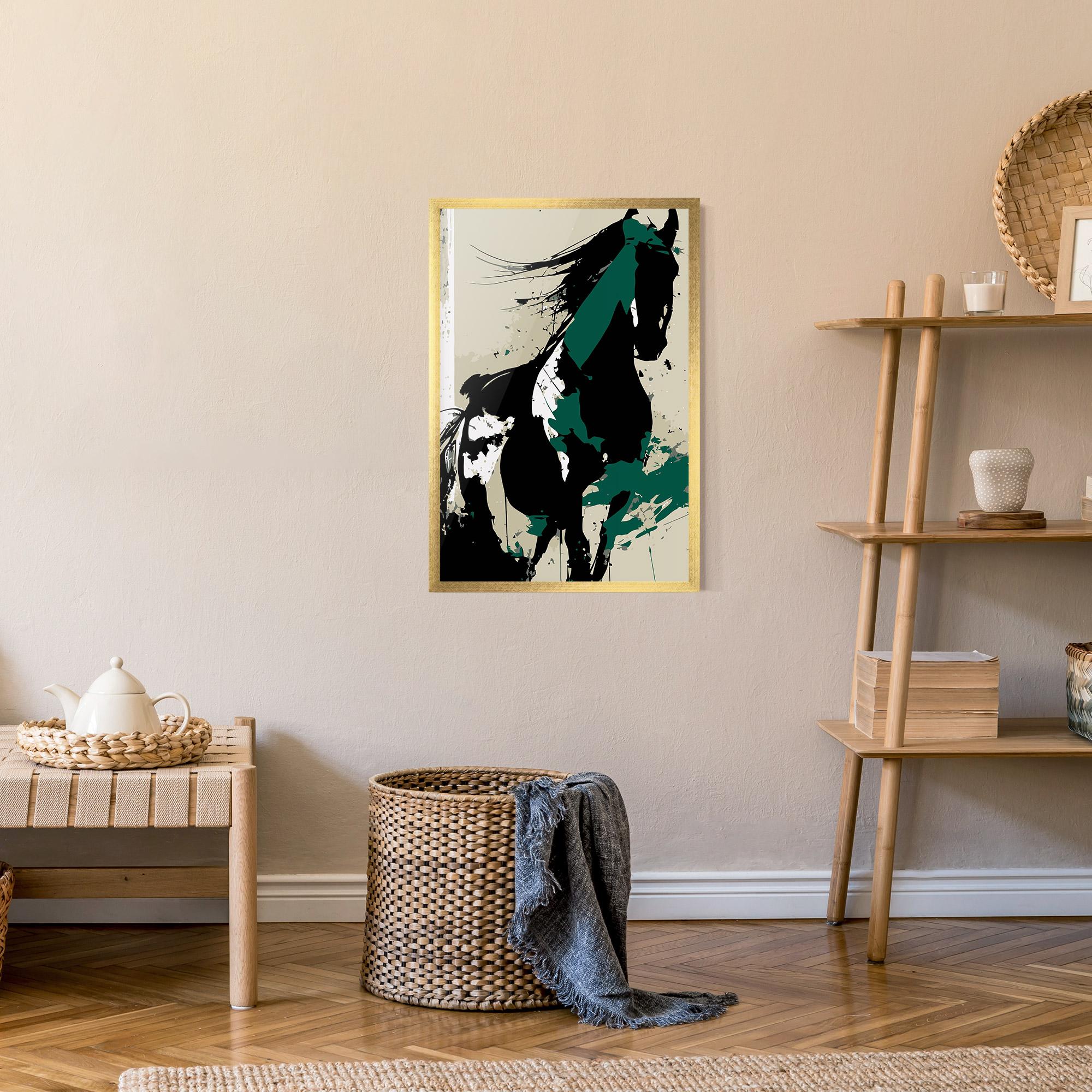 Poster Înrămat Black Green Horse mockup 9