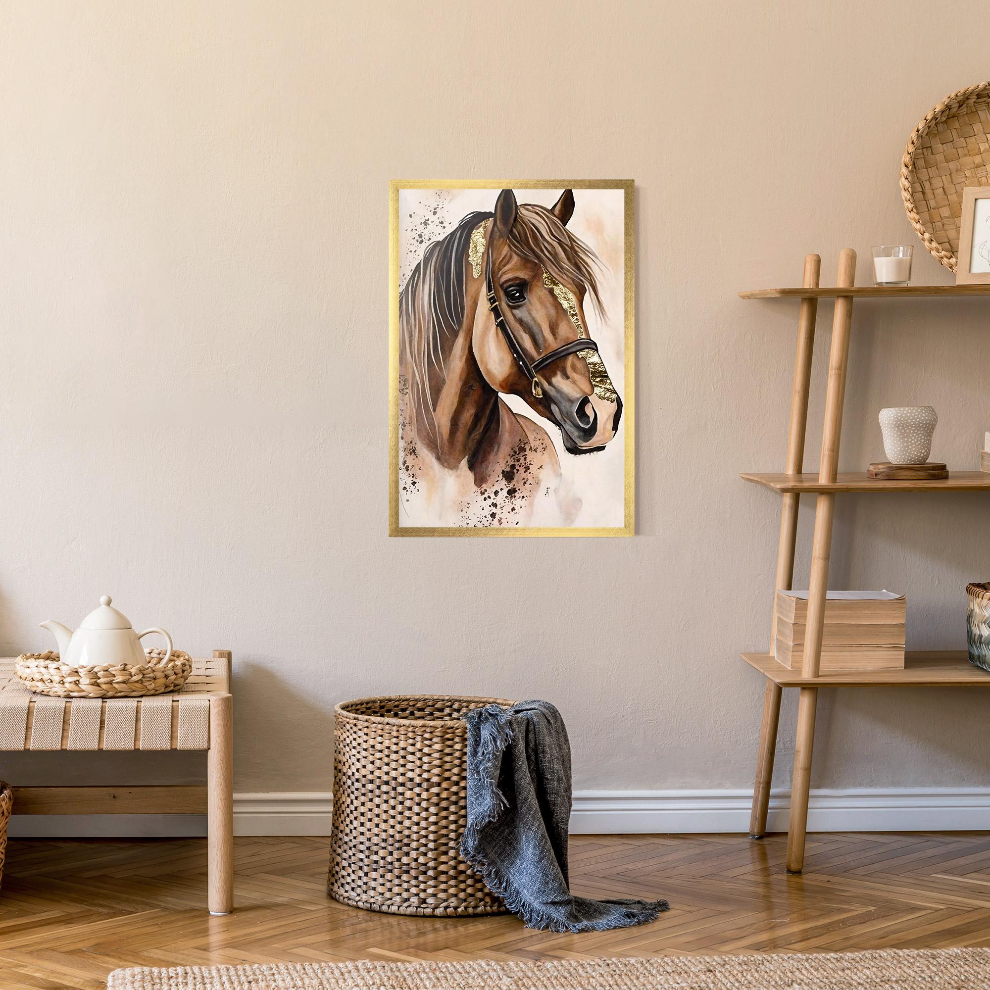 Poster Înrămat Gold Horse Painting mockup 9