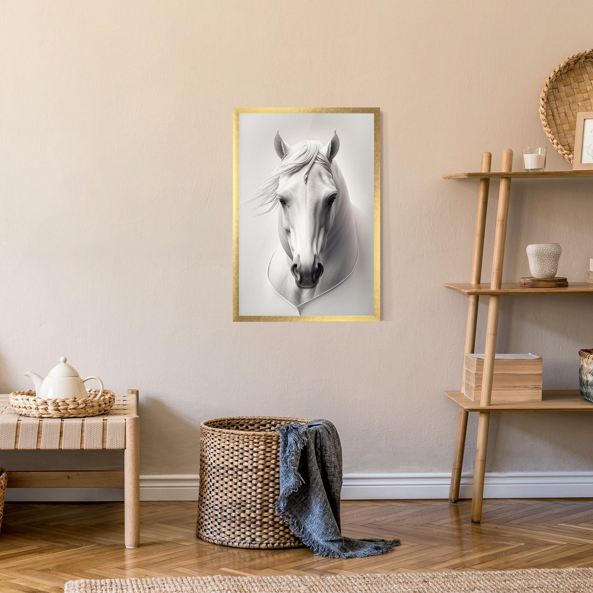 Poster Înrămat White Horse Portrait mockup 9