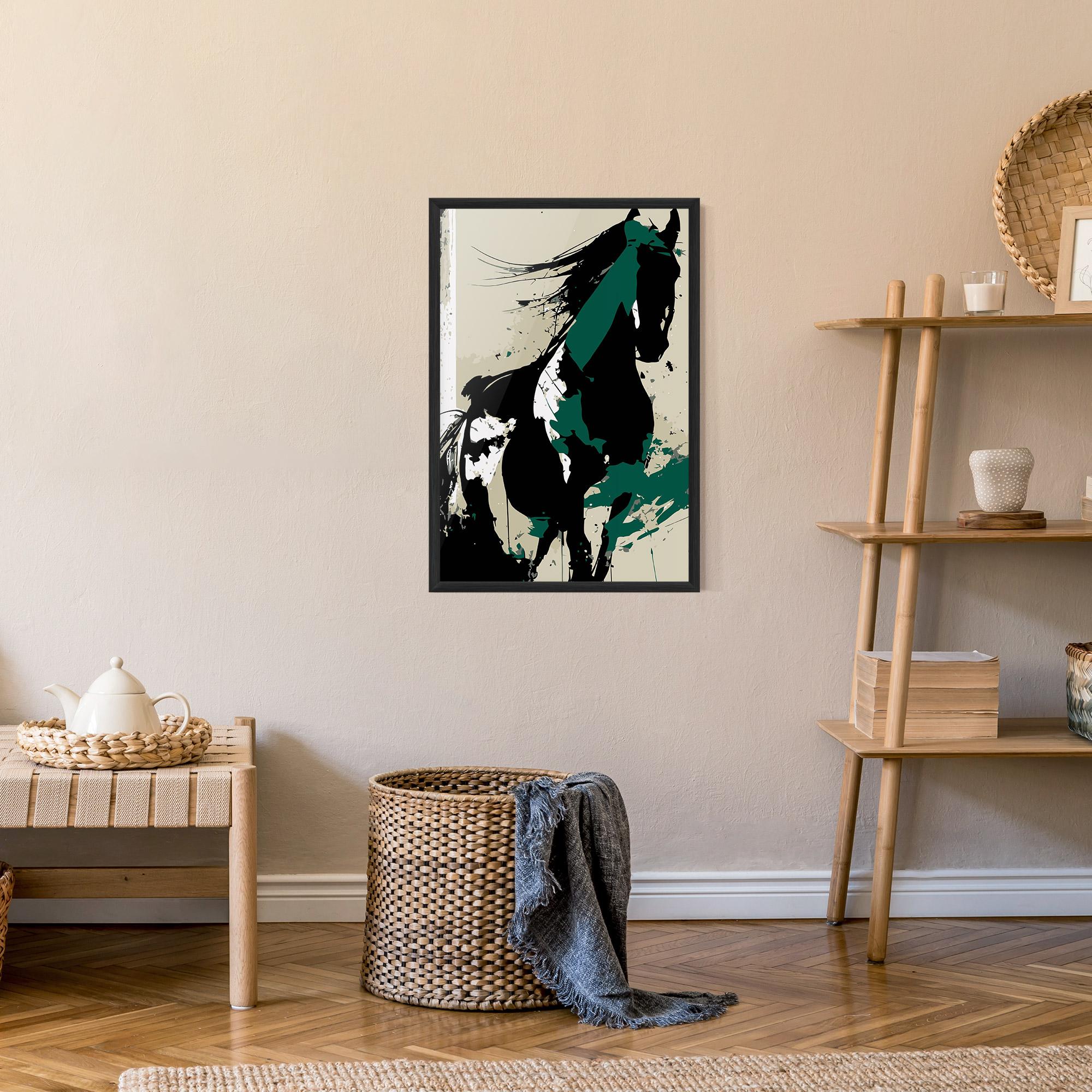 Poster Înrămat Black Green Horse mockup 9