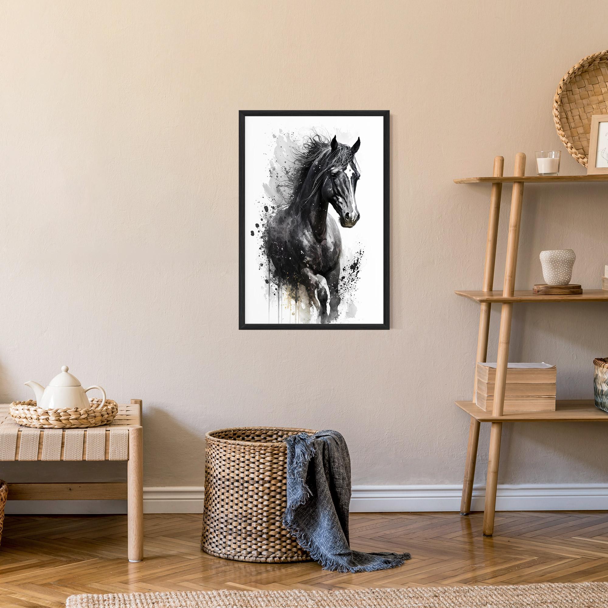 Poster Înrămat Black Horse mockup 9