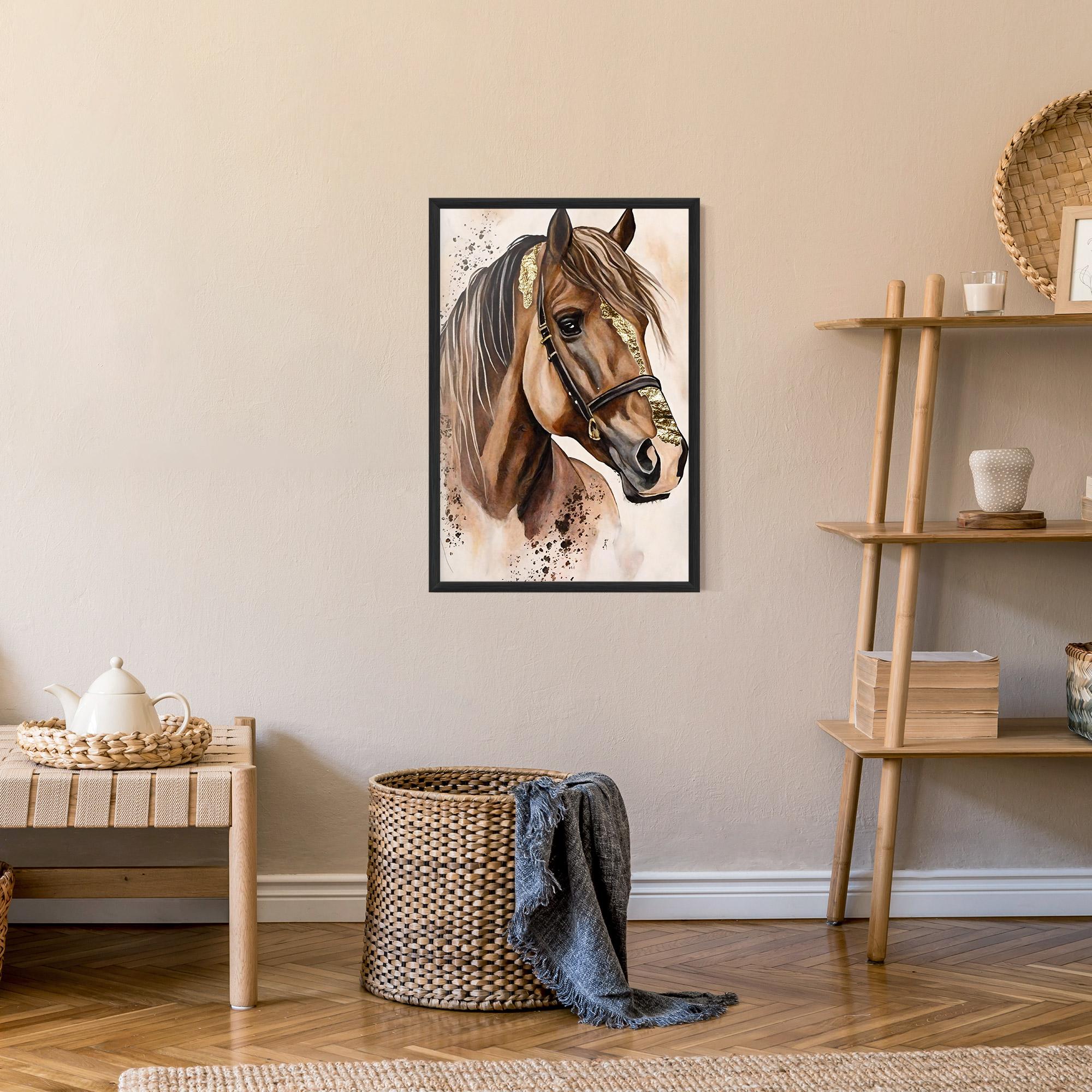 Poster Înrămat Gold Horse Painting mockup 9