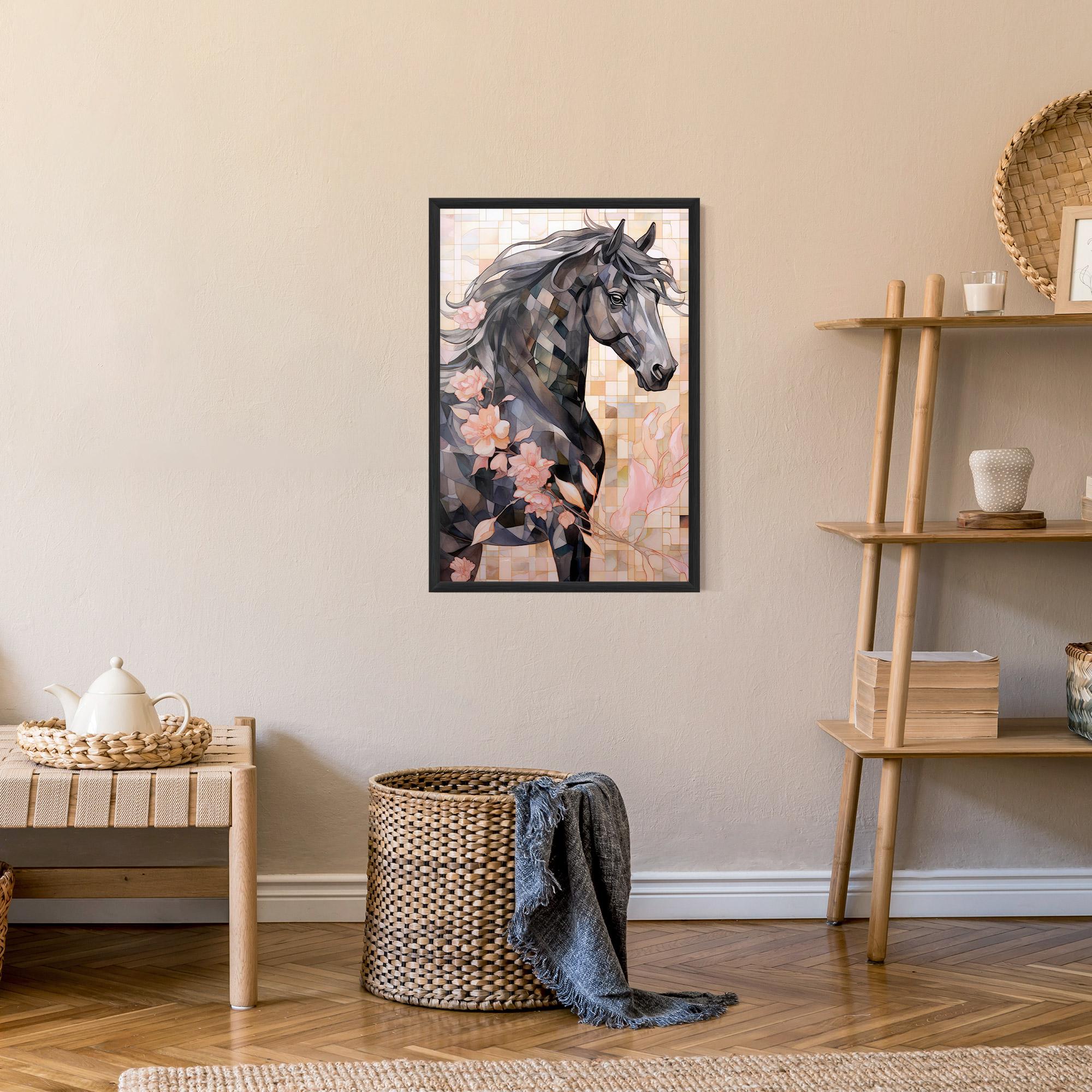 Poster Înrămat Mosaic Painting Horse mockup 9