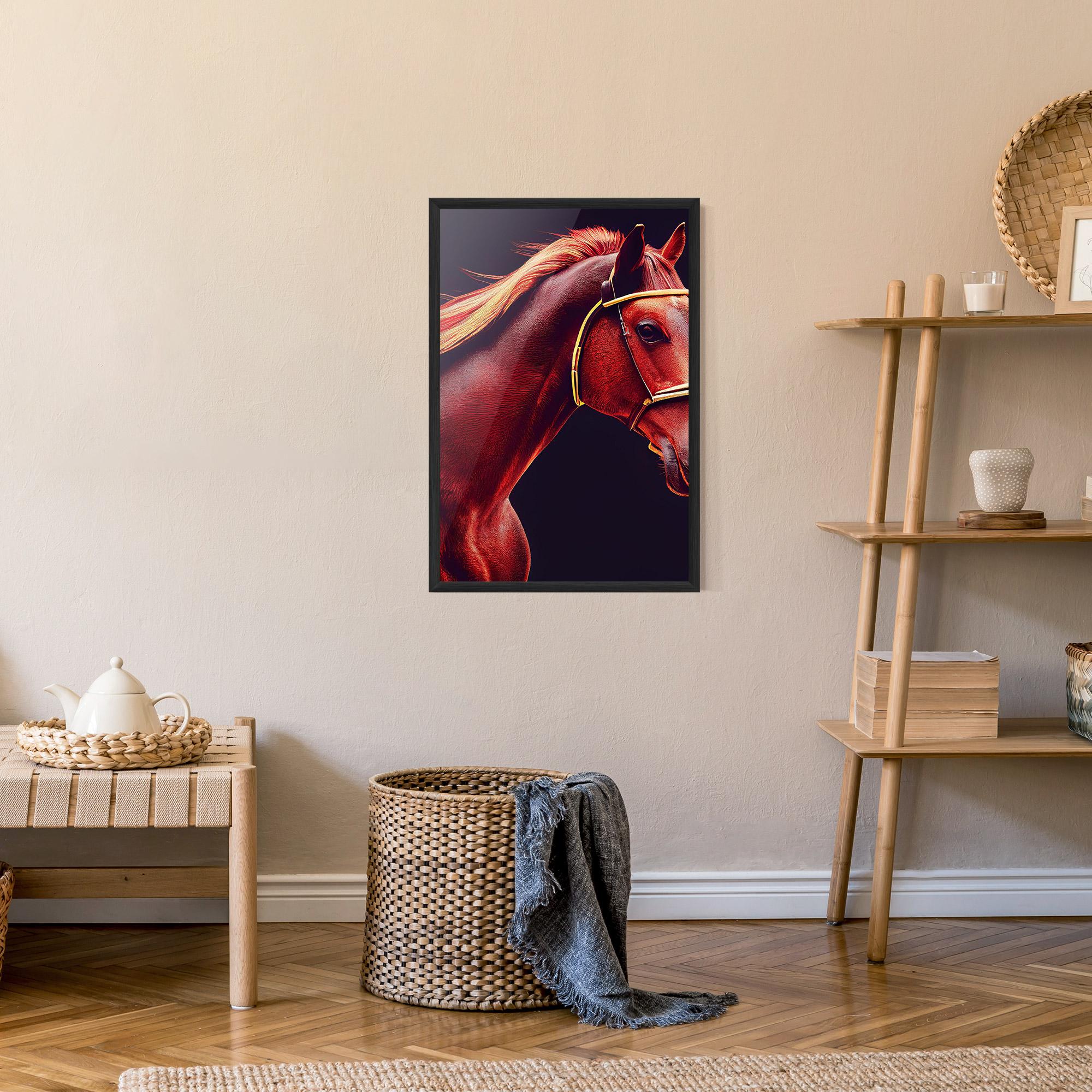 Poster Înrămat Red Horse Portrait mockup 9