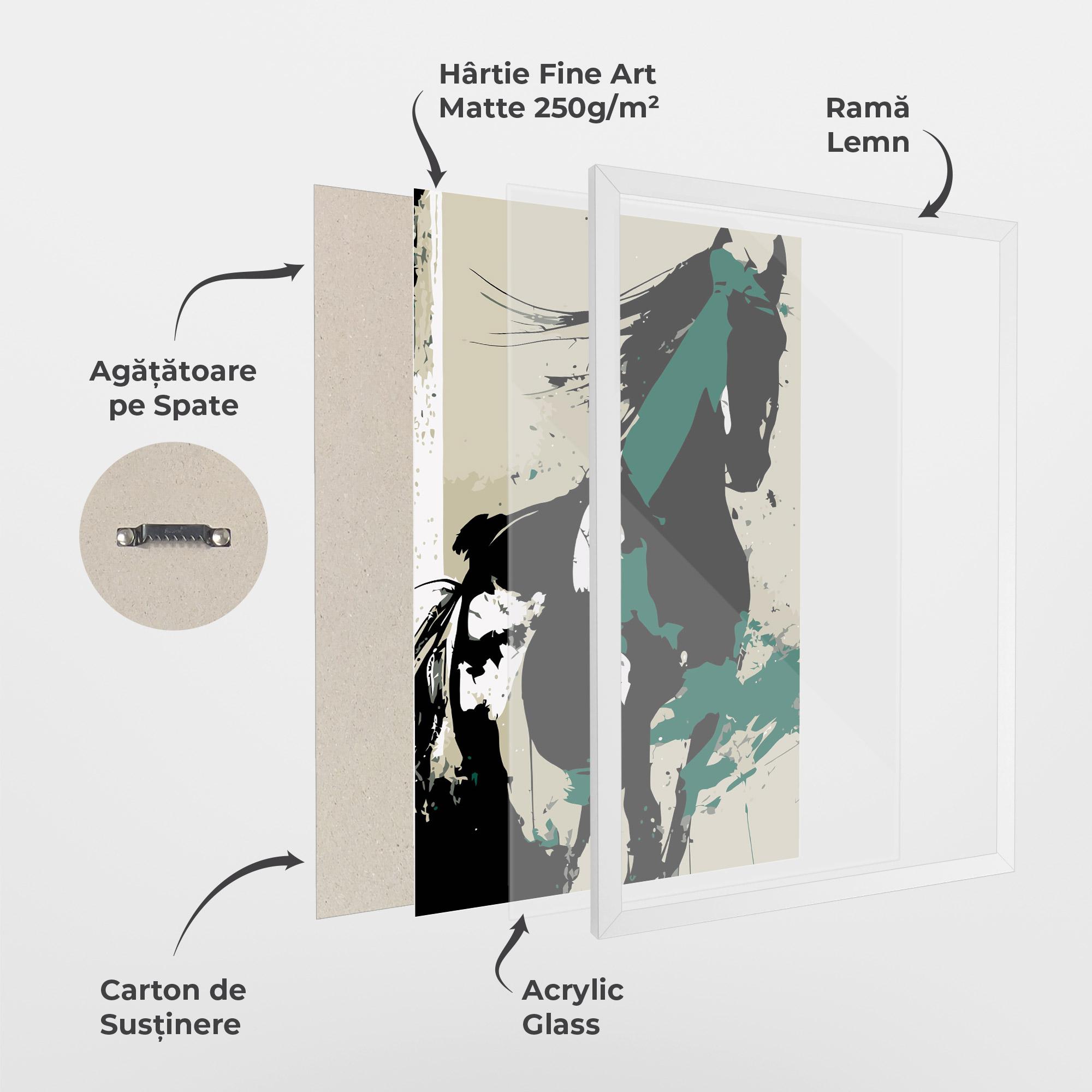 Poster Înrămat Black Green Horse mockup 1