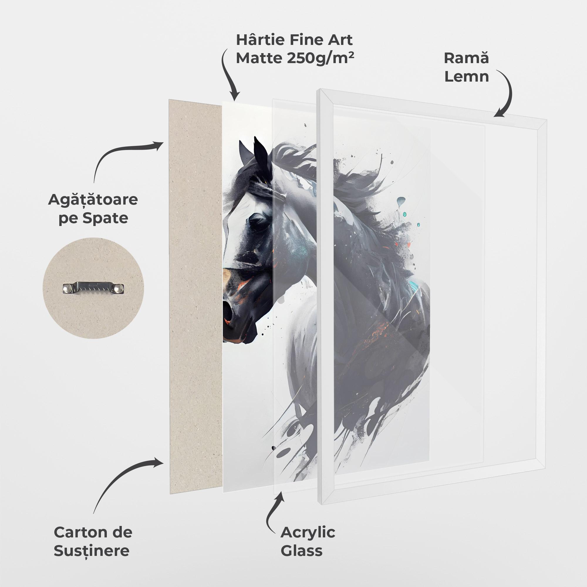 Poster Înrămat Black Paint Horse mockup 1