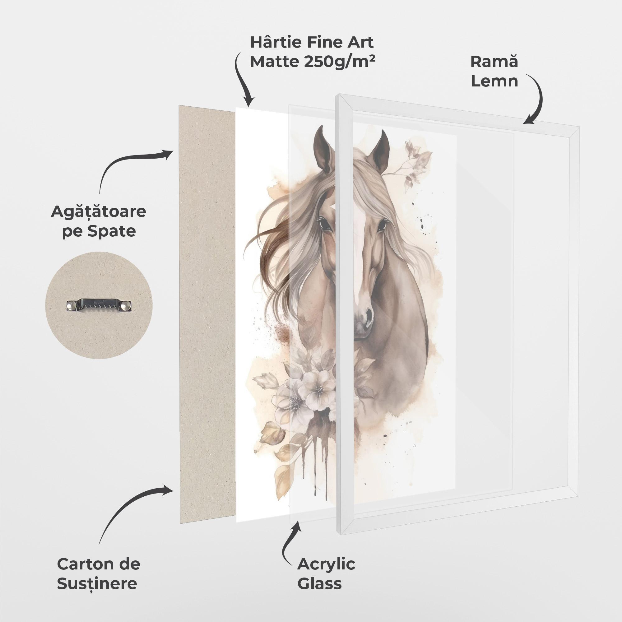 Poster Înrămat Flower Brown Horse mockup 1