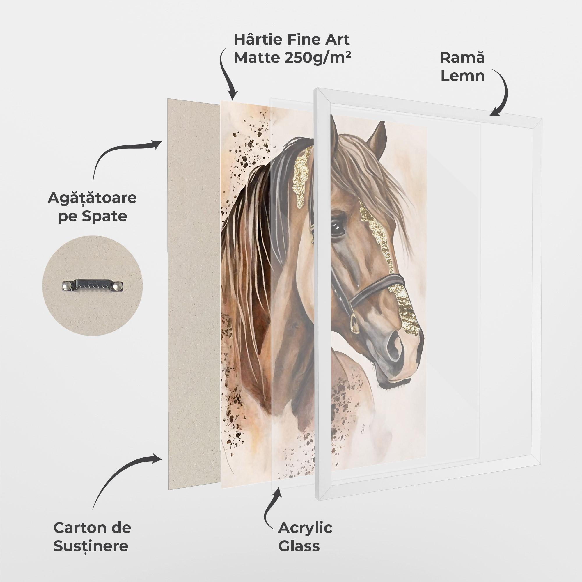 Poster Înrămat Gold Horse Painting mockup 1