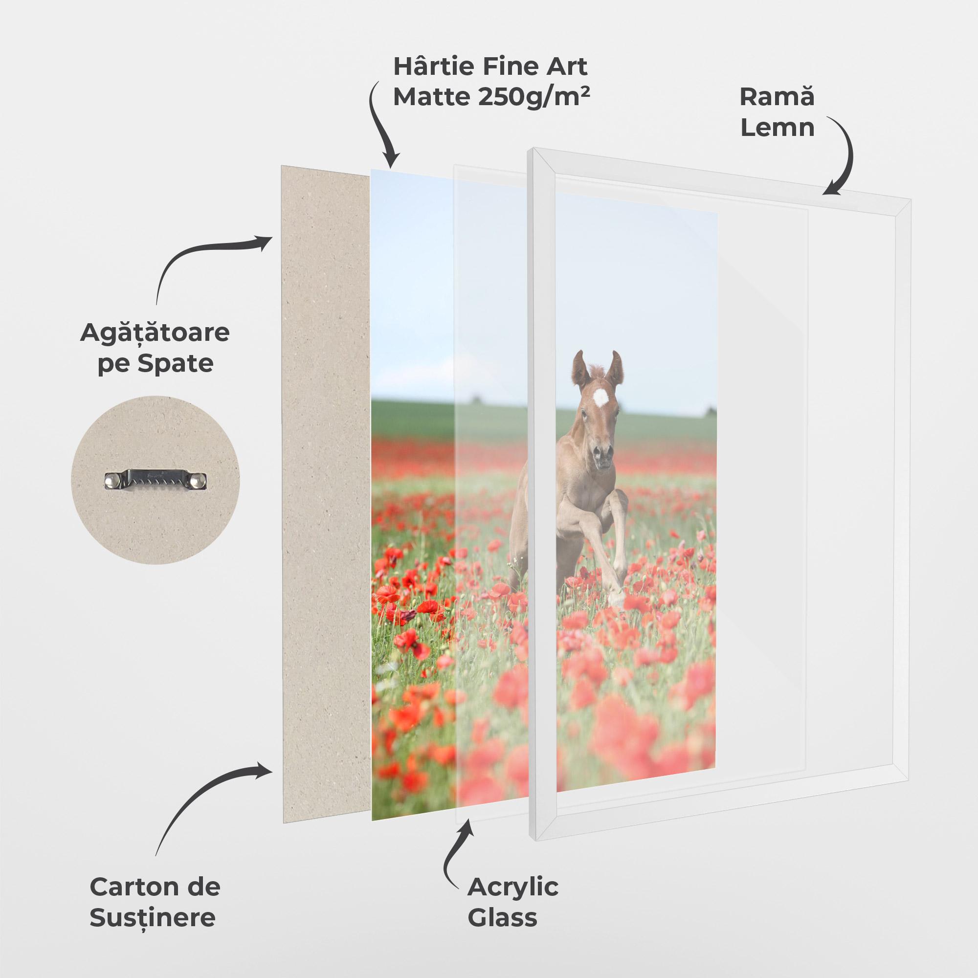 Poster Înrămat Red Flowers Horse mockup 1