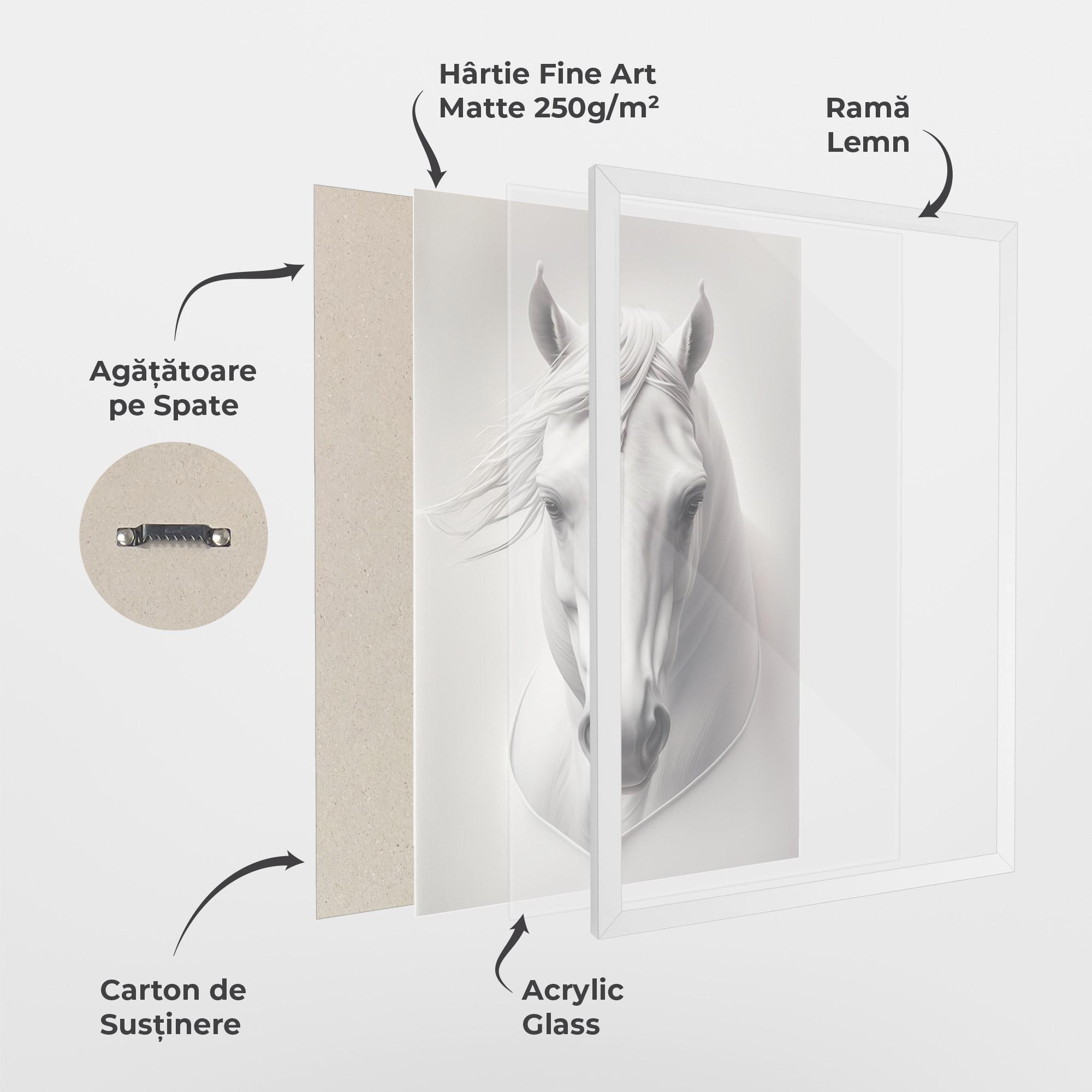 Poster Înrămat White Horse Portrait mockup 1