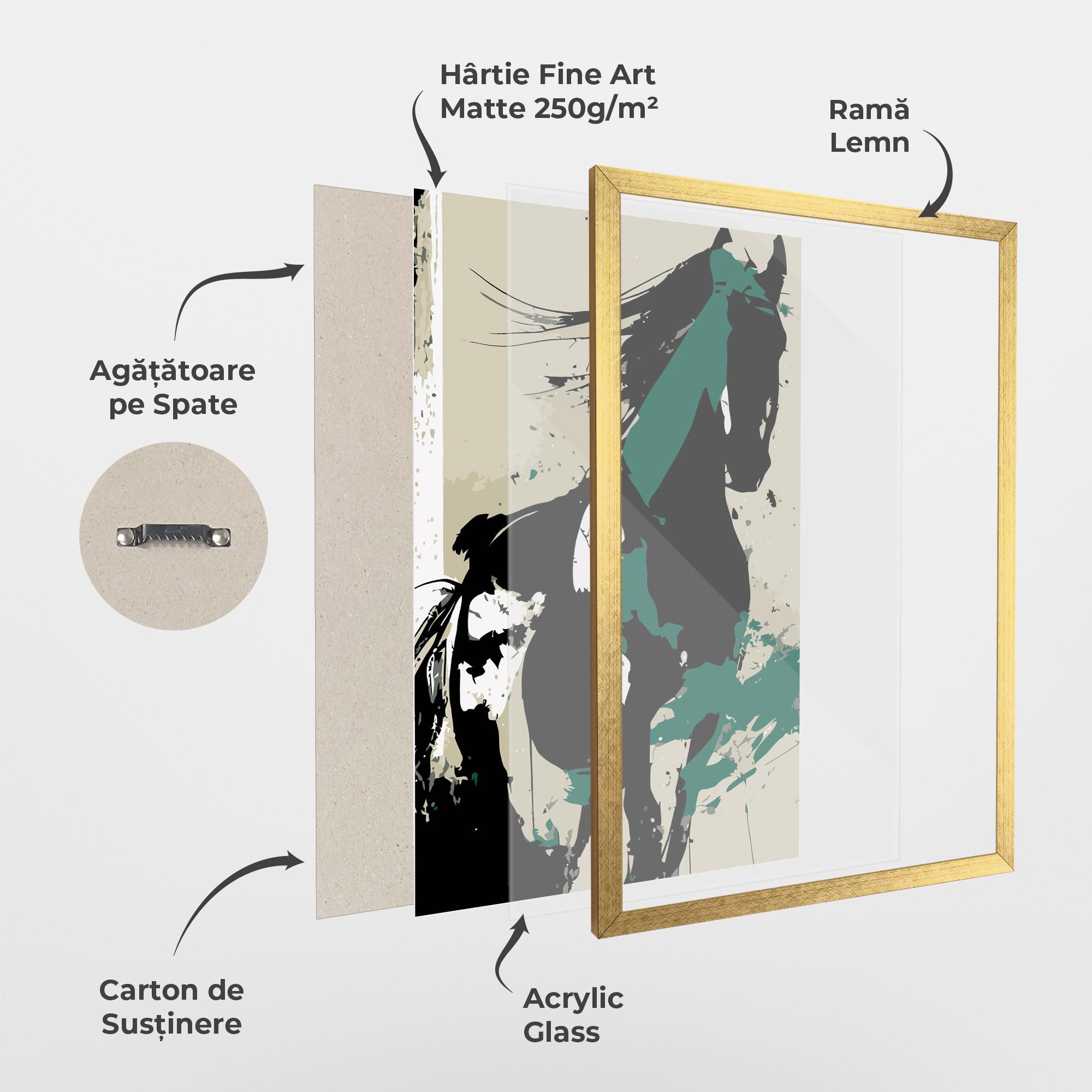 Poster Înrămat Black Green Horse mockup 1