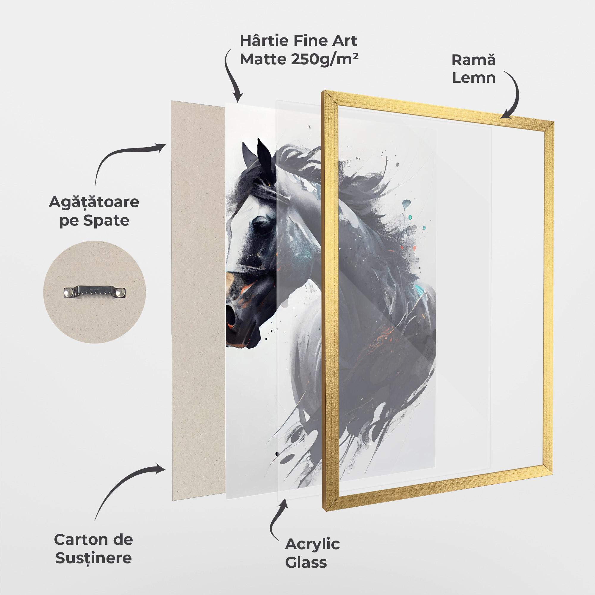 Poster Înrămat Black Paint Horse mockup 1