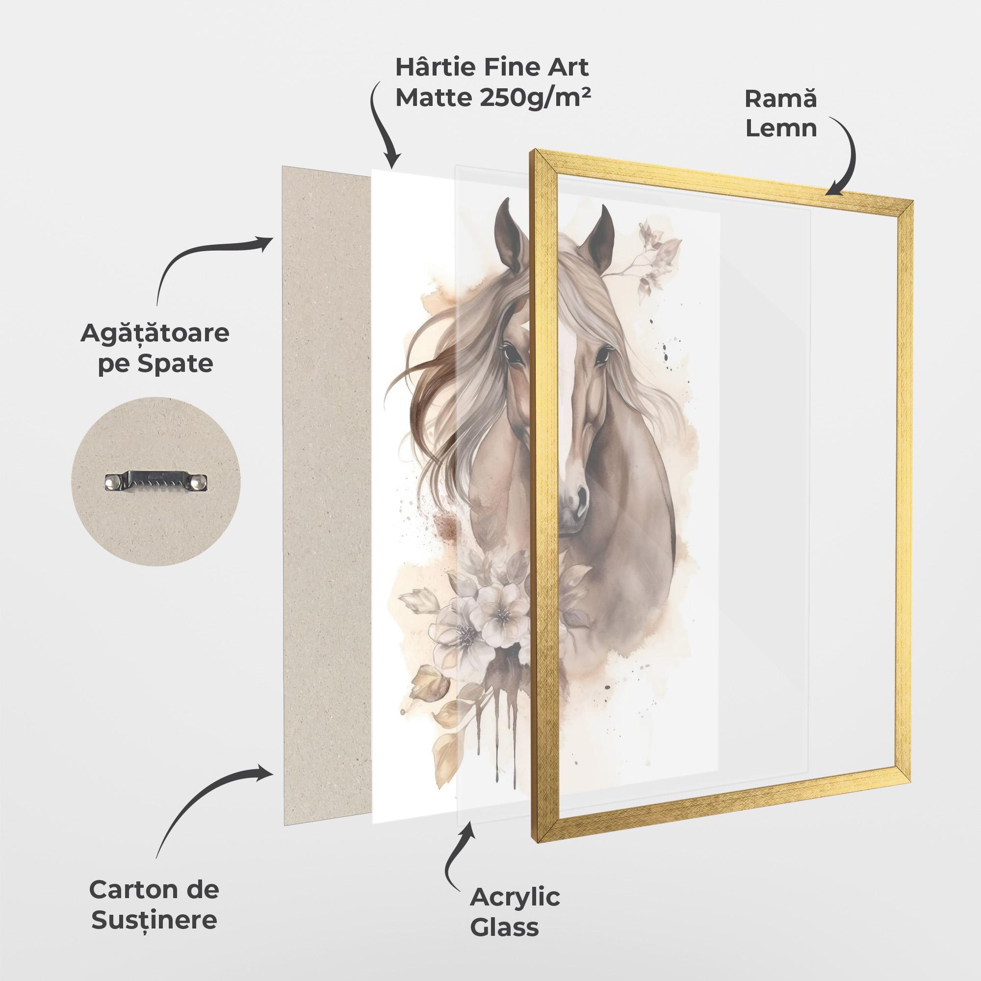 Poster Înrămat Flower Brown Horse mockup 1