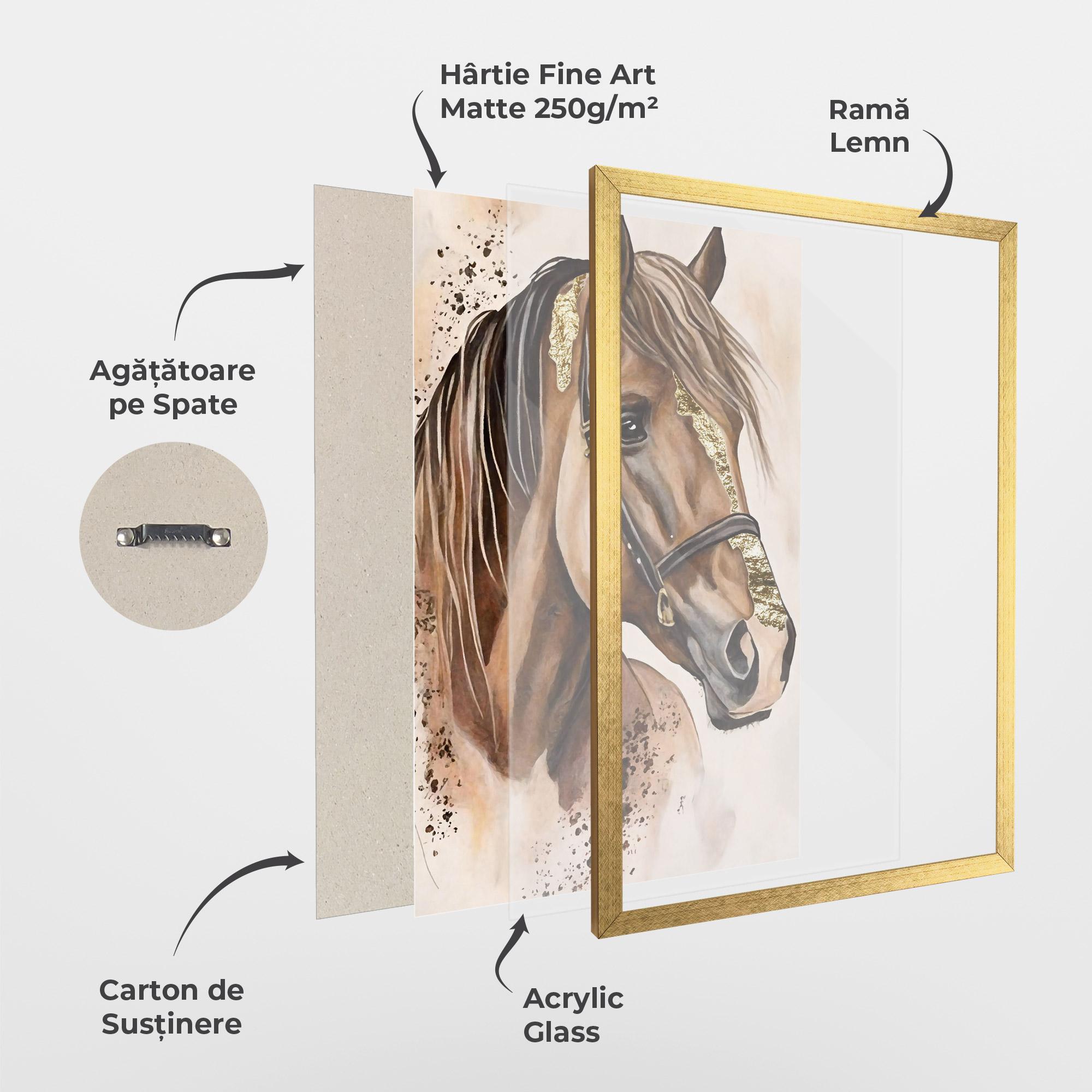 Poster Înrămat Gold Horse Painting mockup 1