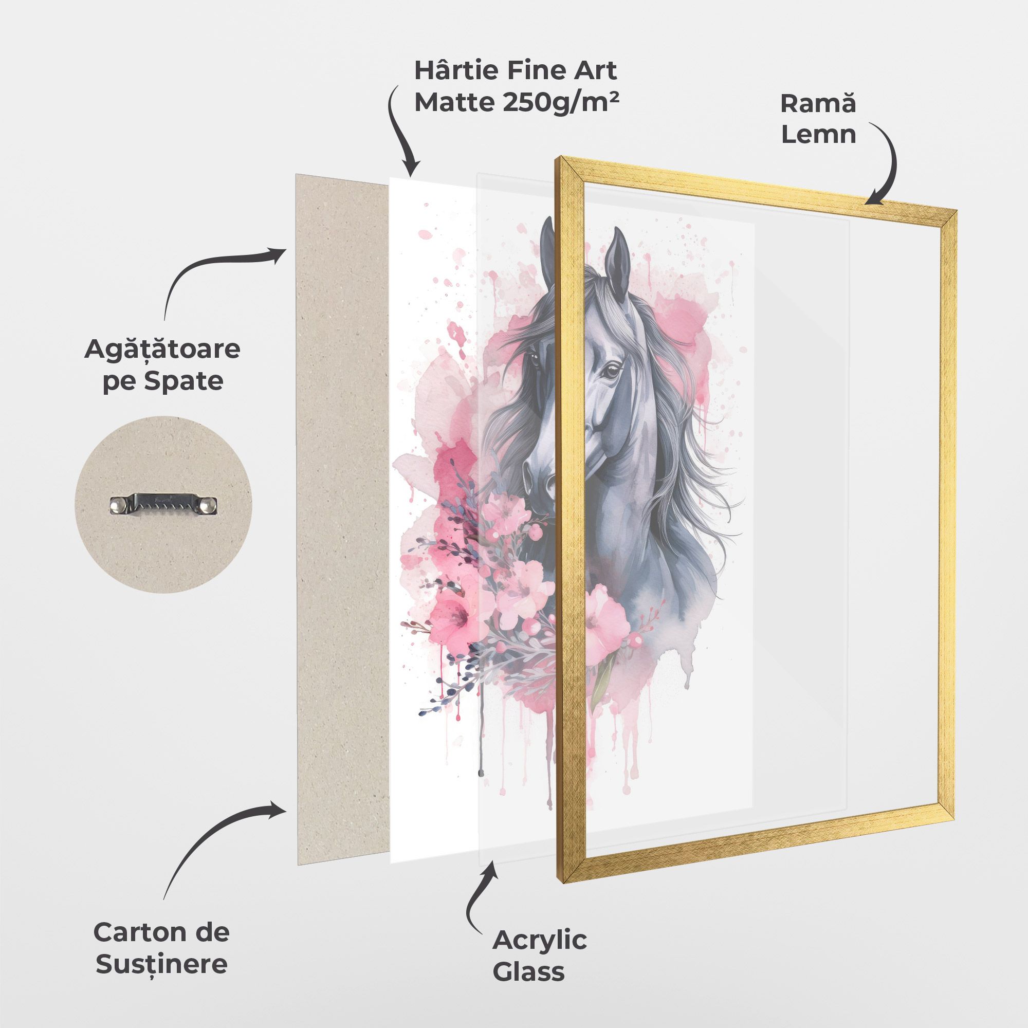 Pink Flowers Horse mockup 1