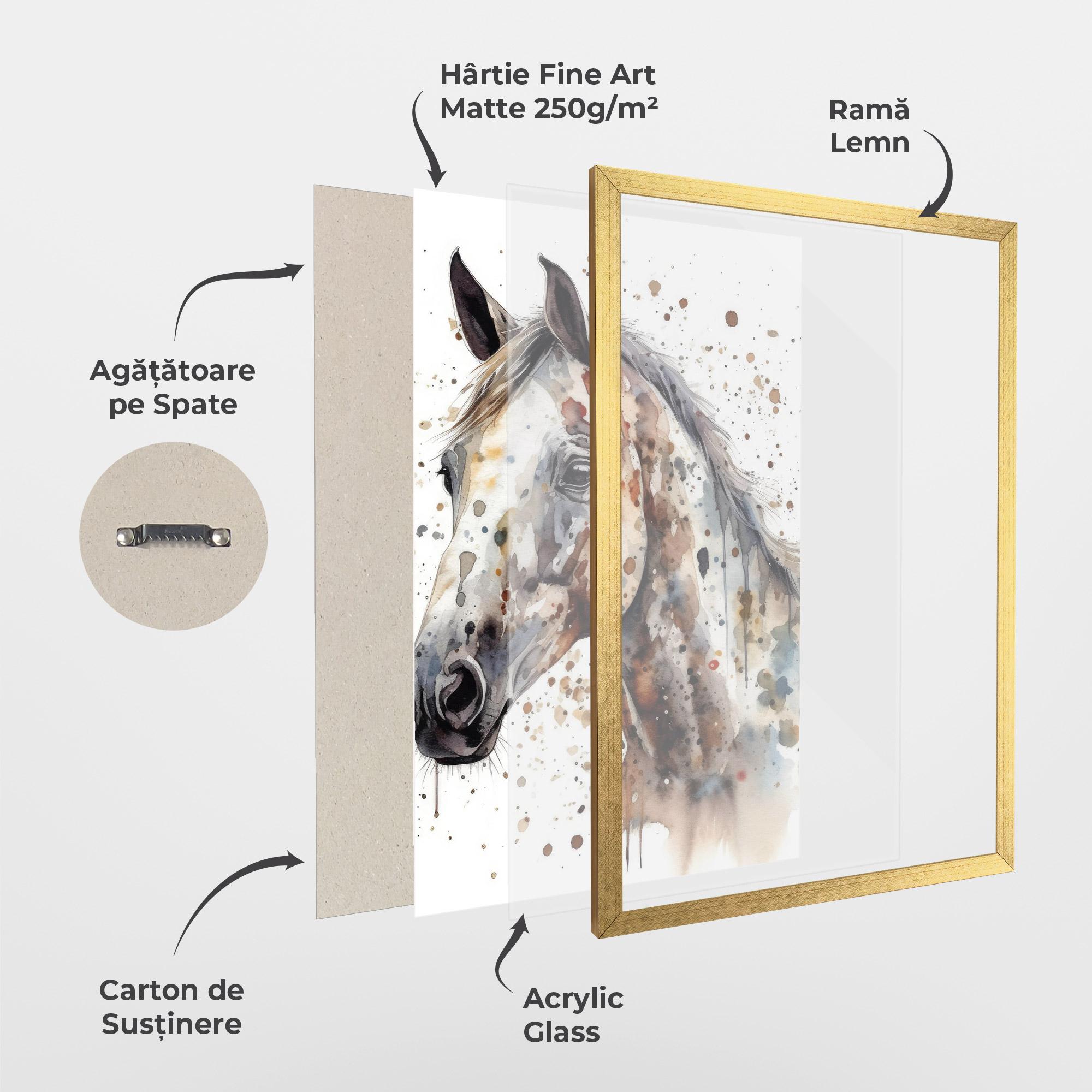 Poster Înrămat Watercolor Horse mockup 1
