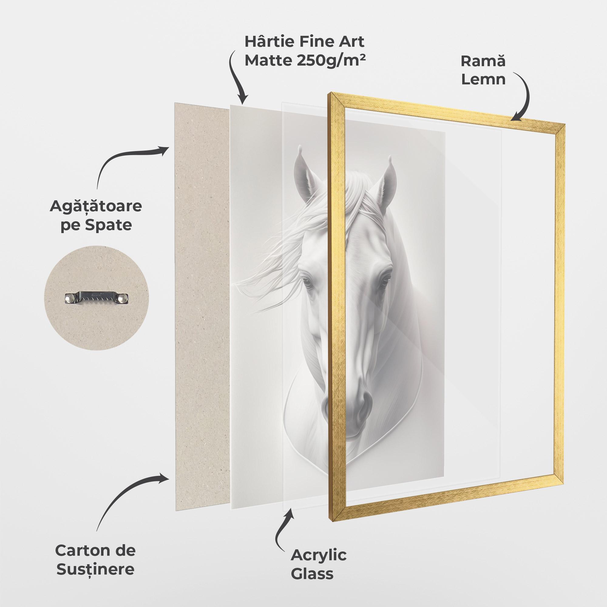 Poster Înrămat White Horse Portrait mockup 1