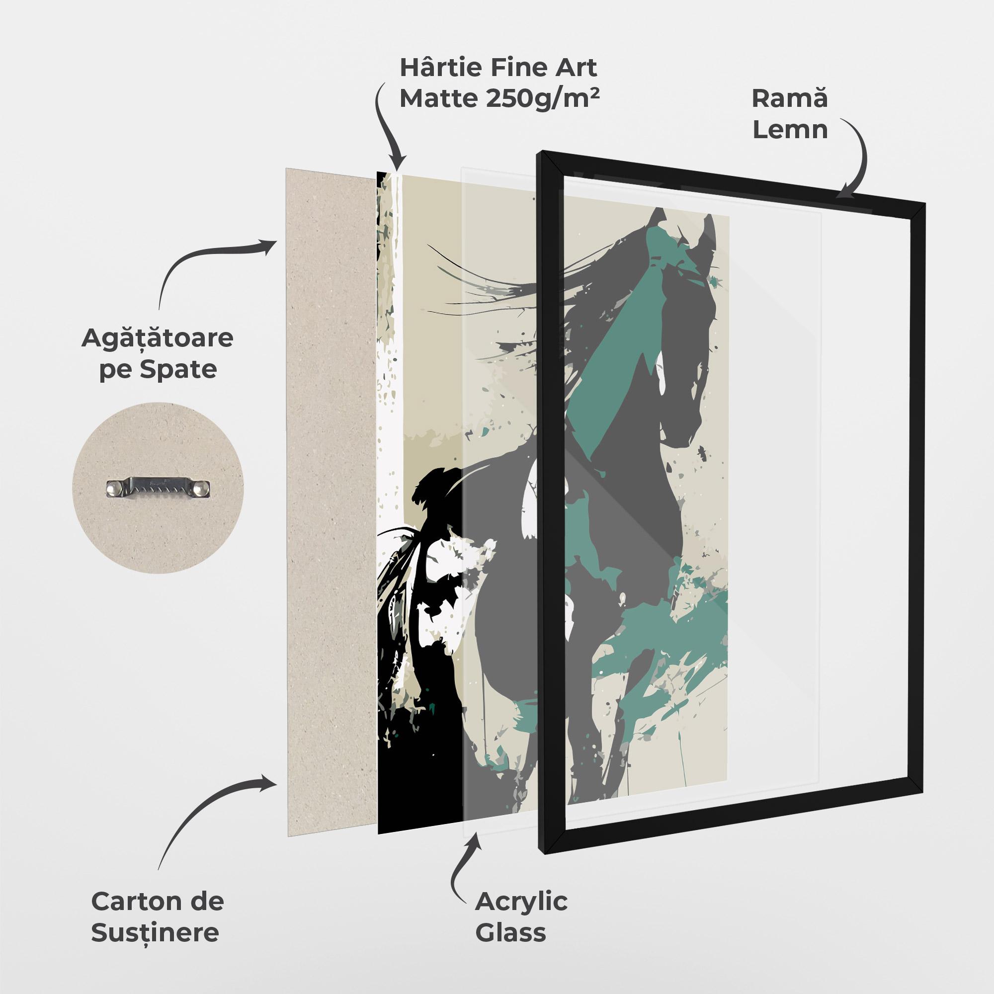 Poster Înrămat Black Green Horse mockup 1