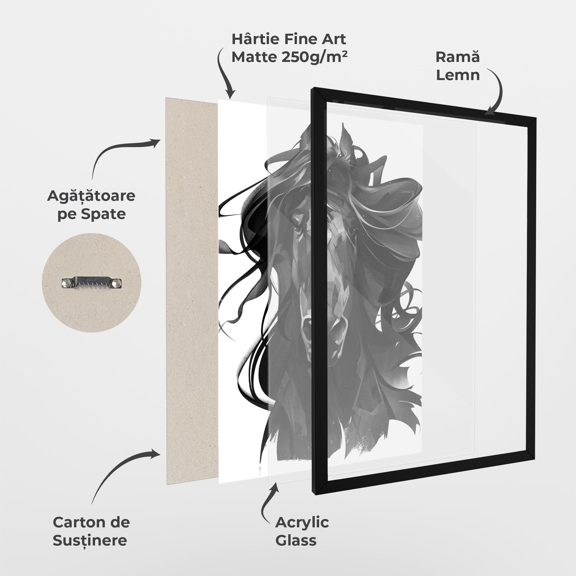 Poster Înrămat Black Horse Portrait mockup 1