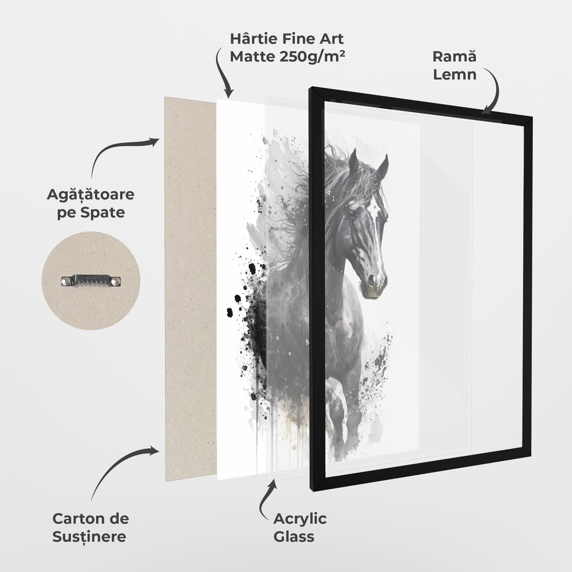 Poster Înrămat Black Horse mockup 1