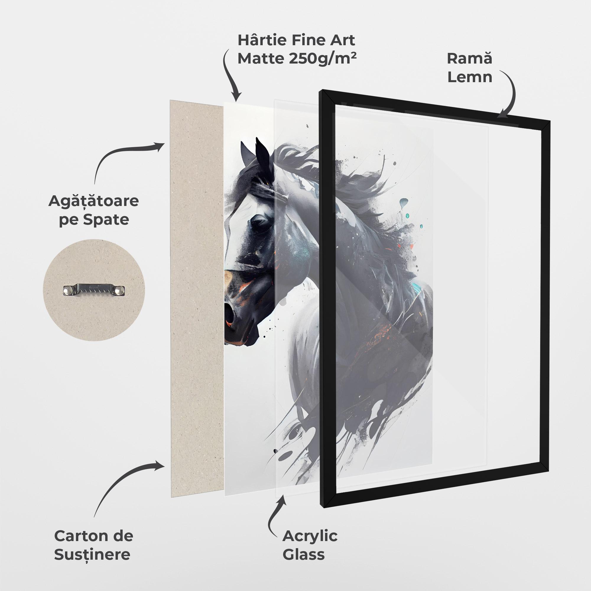 Poster Înrămat Black Paint Horse mockup 1
