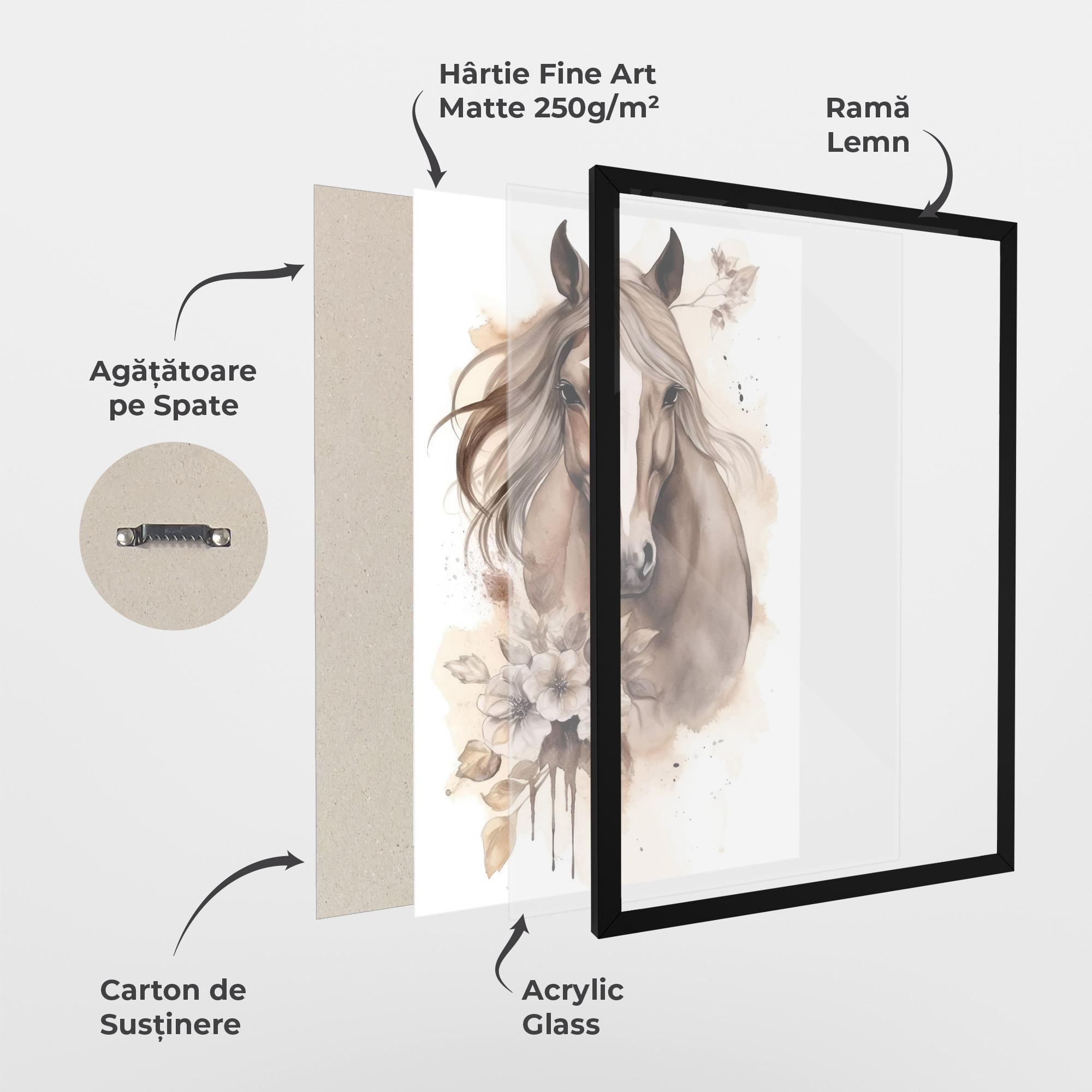 Poster Înrămat Flower Brown Horse mockup 1