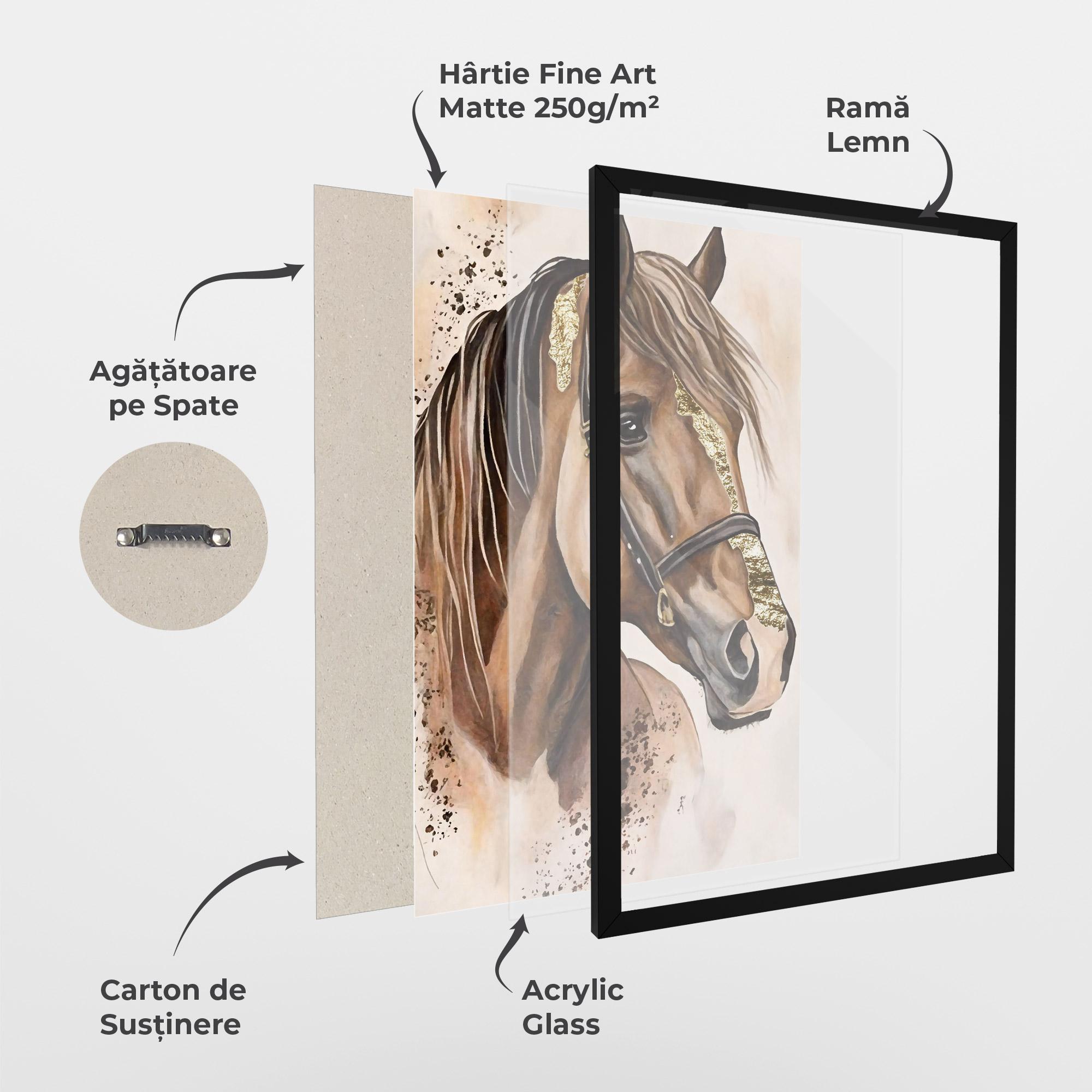 Poster Înrămat Gold Horse Painting mockup 1