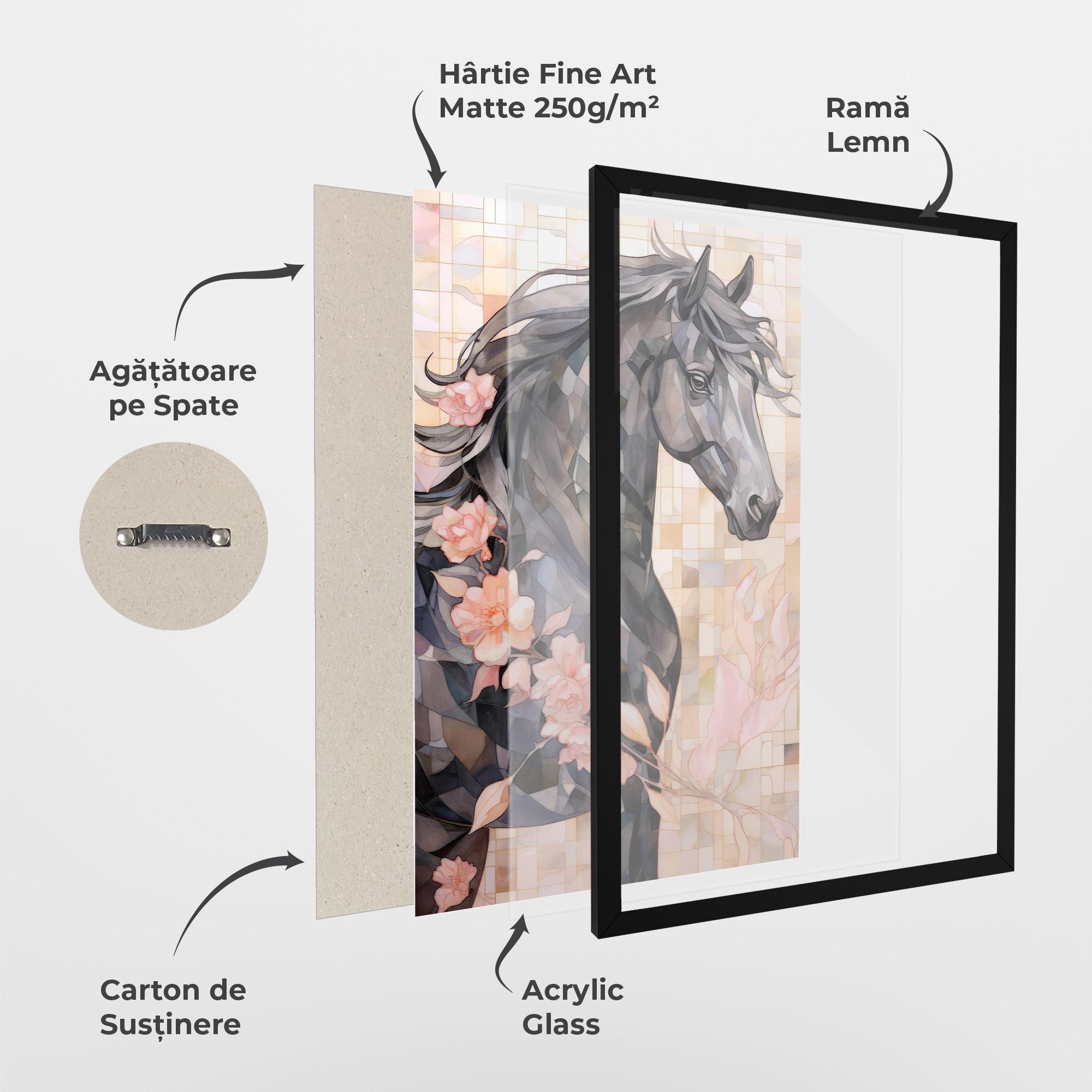 Poster Înrămat Mosaic Painting Horse mockup 1