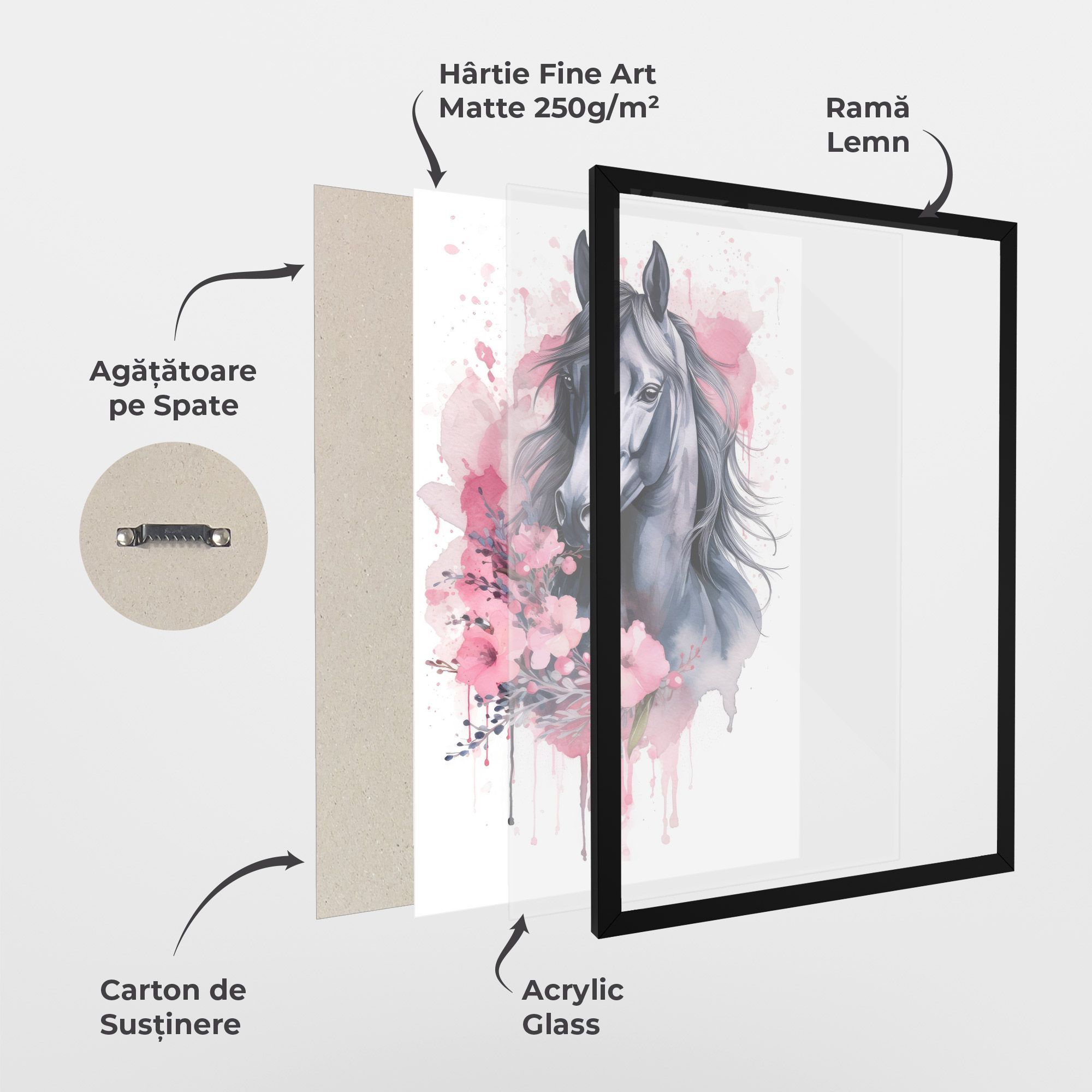 Pink Flowers Horse mockup 1