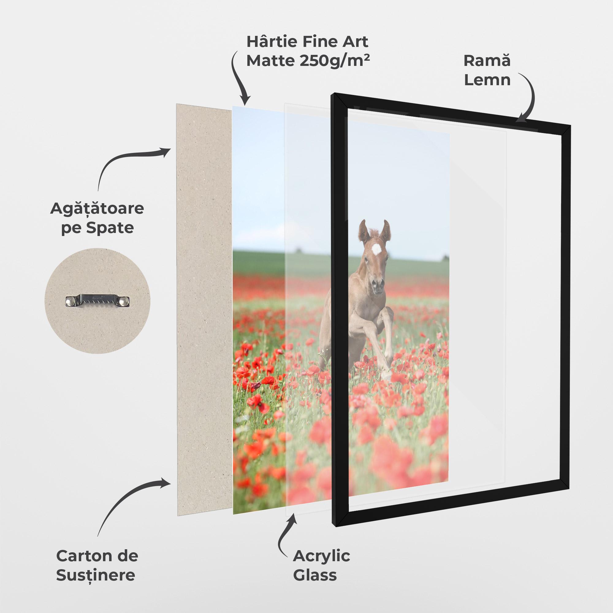 Poster Înrămat Red Flowers Horse mockup 1